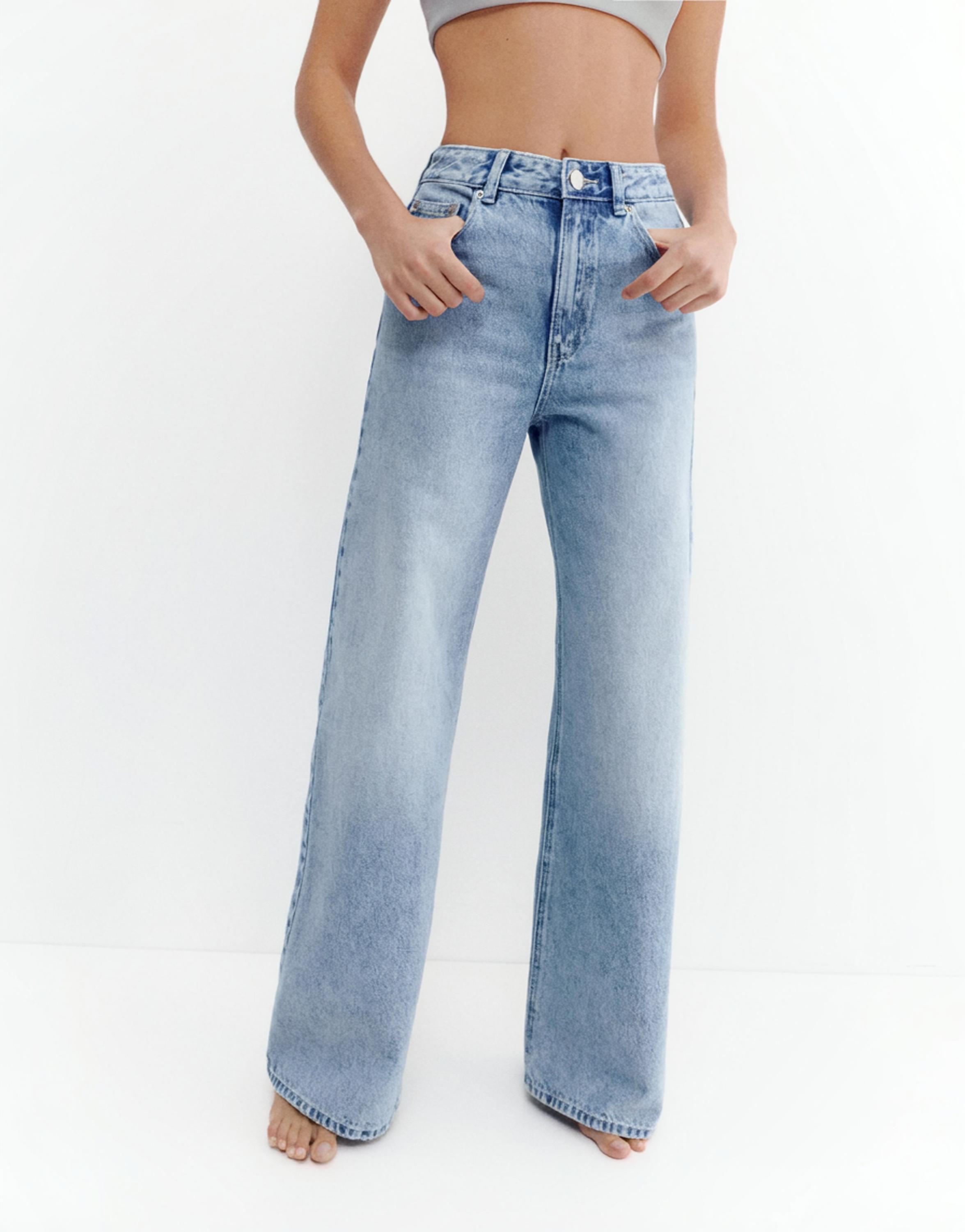 High-waist wide-leg jeans — Pale blue