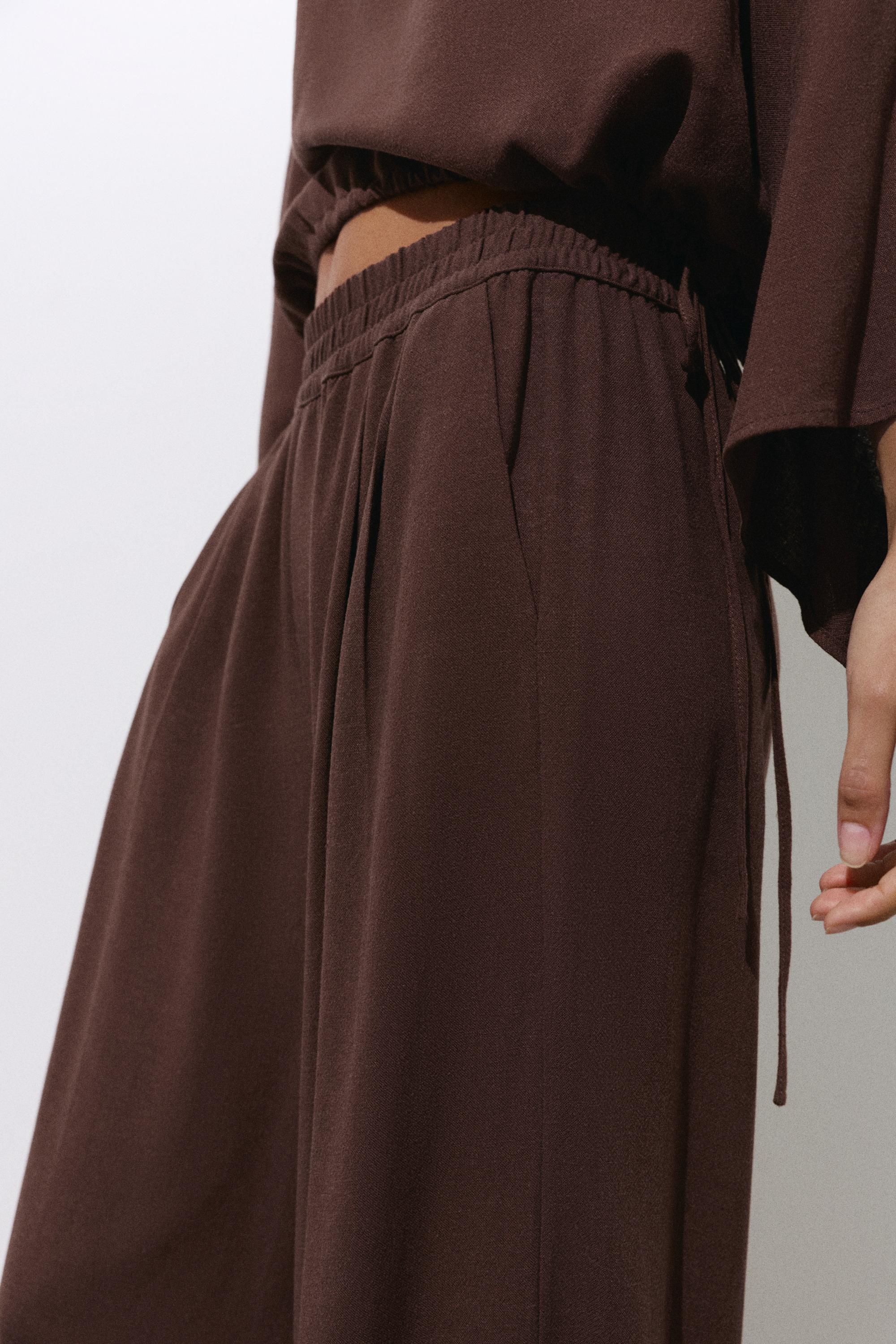 Flowing darted trousers — Brown