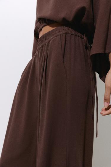 Flowing darted trousers — Brown 3