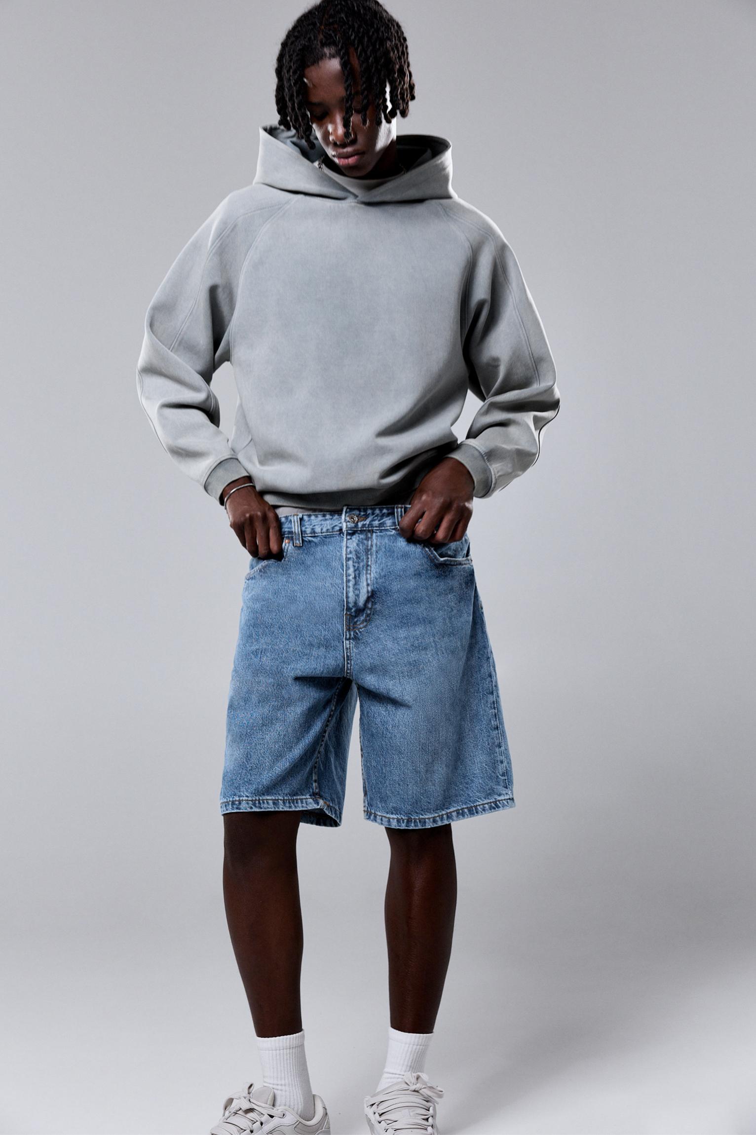 Baggy denim Bermuda shorts — Medium blue