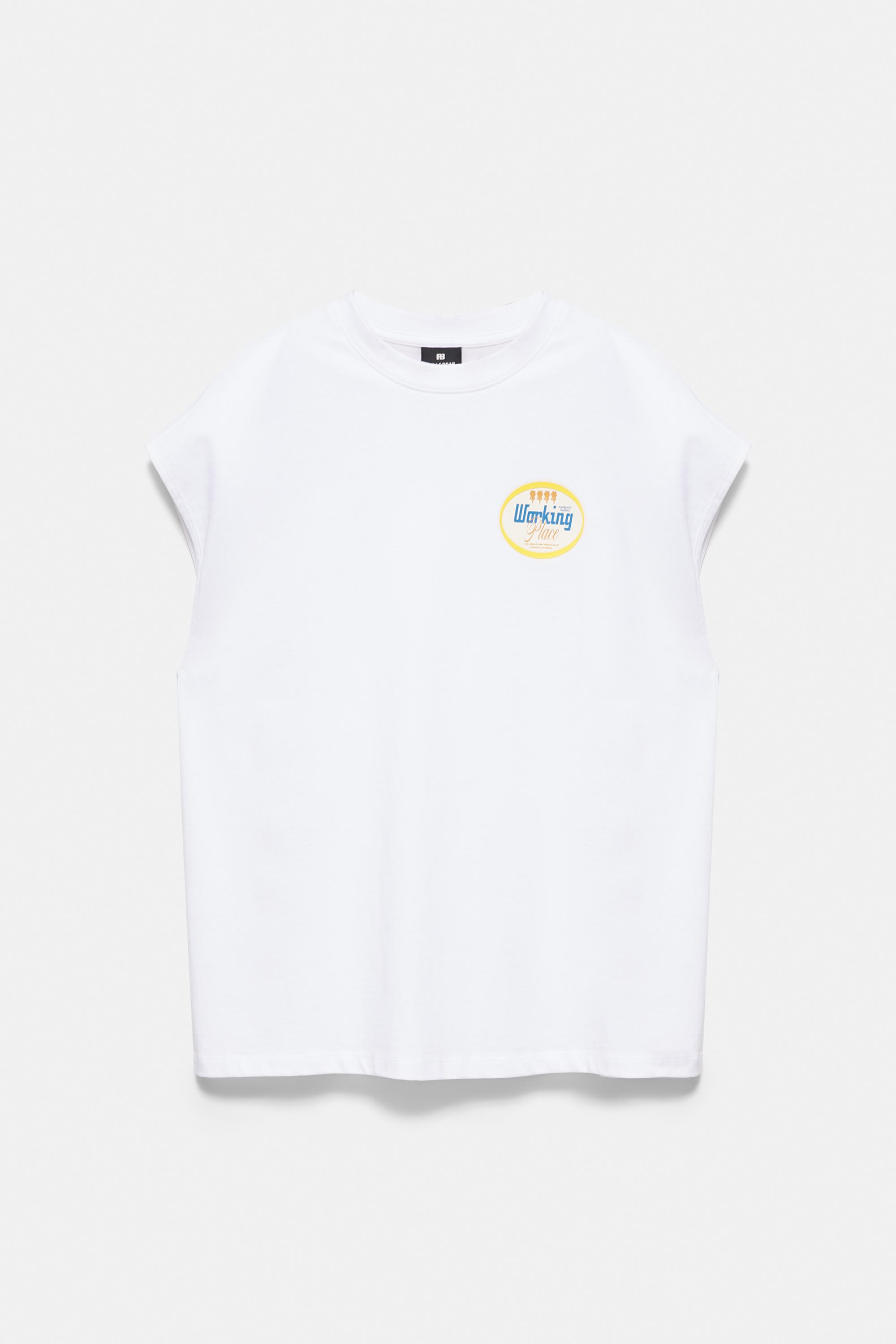 Boxy graphic vest top — White