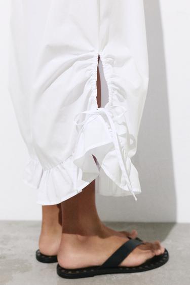 Ruffle bow sarouel trousers — White 4