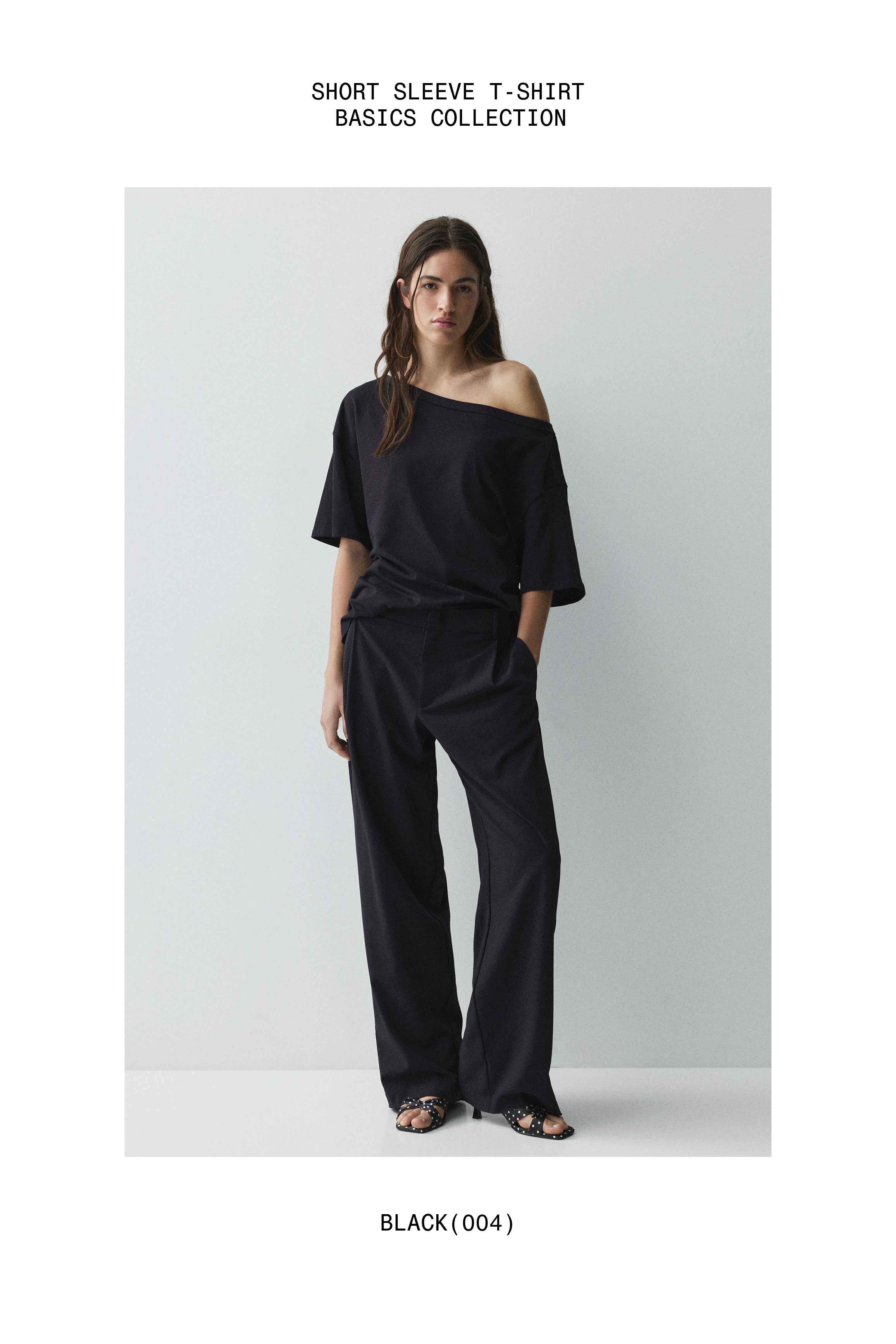 Asymmetric short sleeve T-shirt — Black