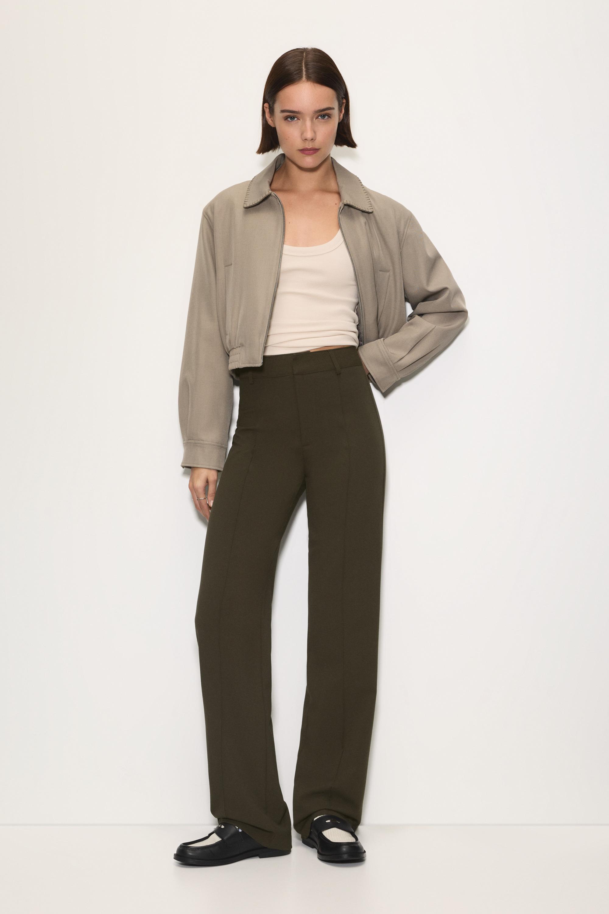 Smart trousers with seam detail — Medium khaki