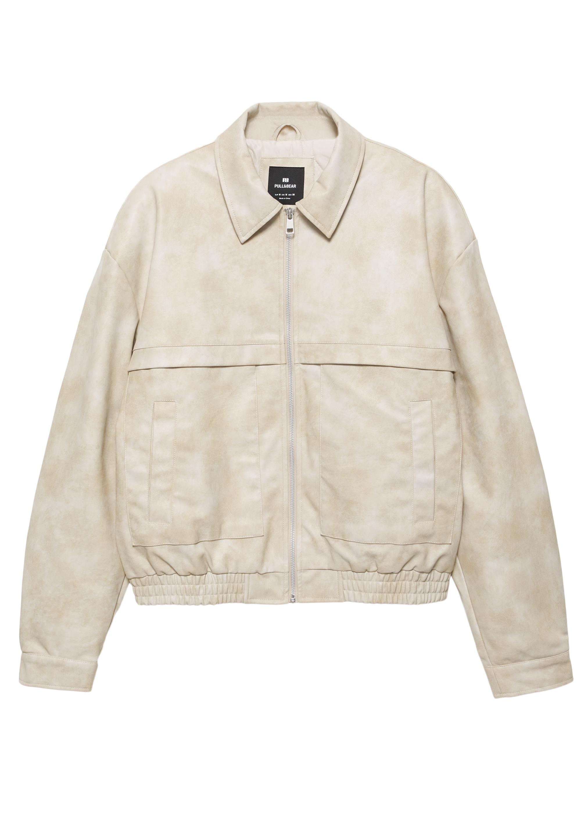 Faux leather jacket — Ecru