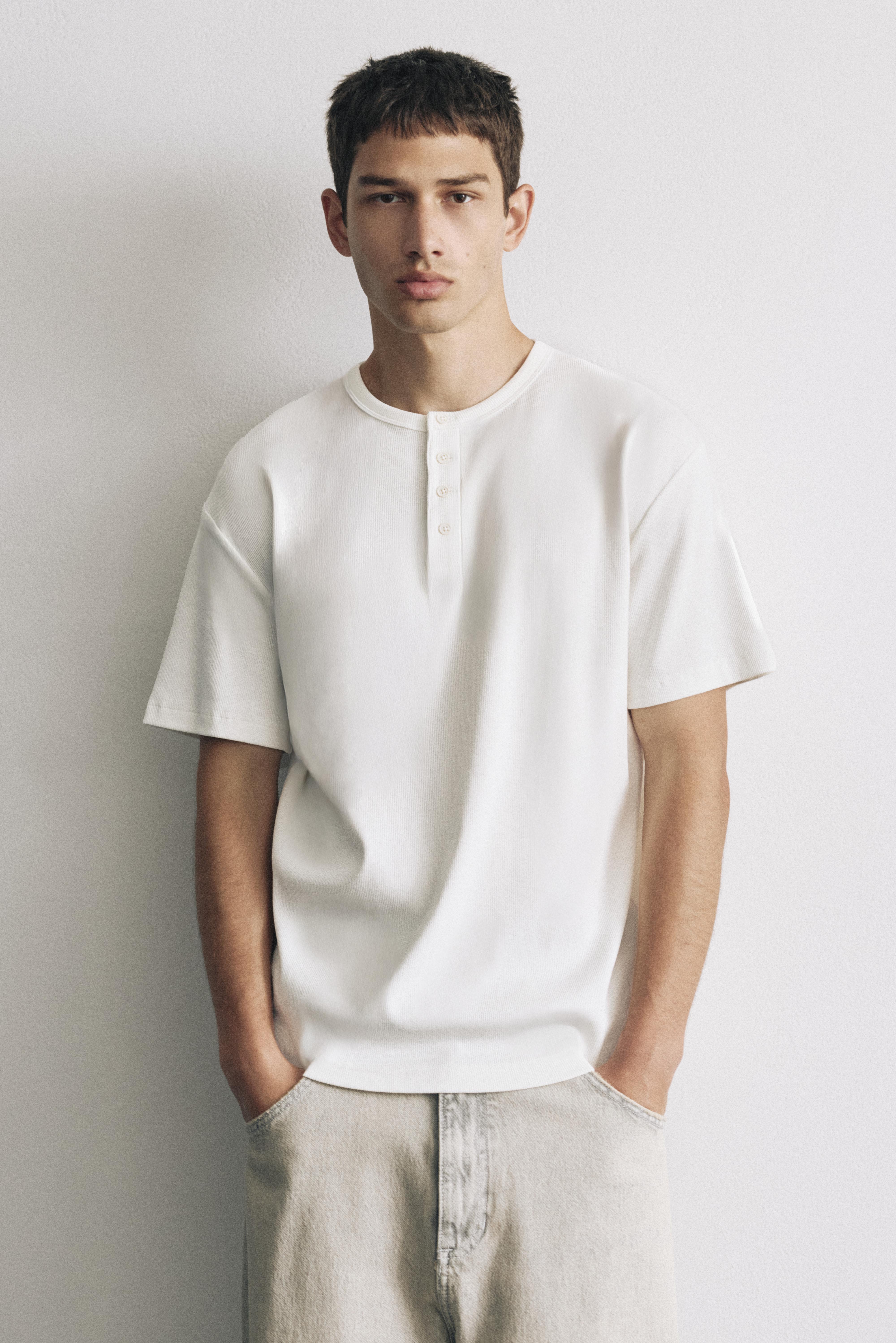 Slim-fit Henley T-shirt — White