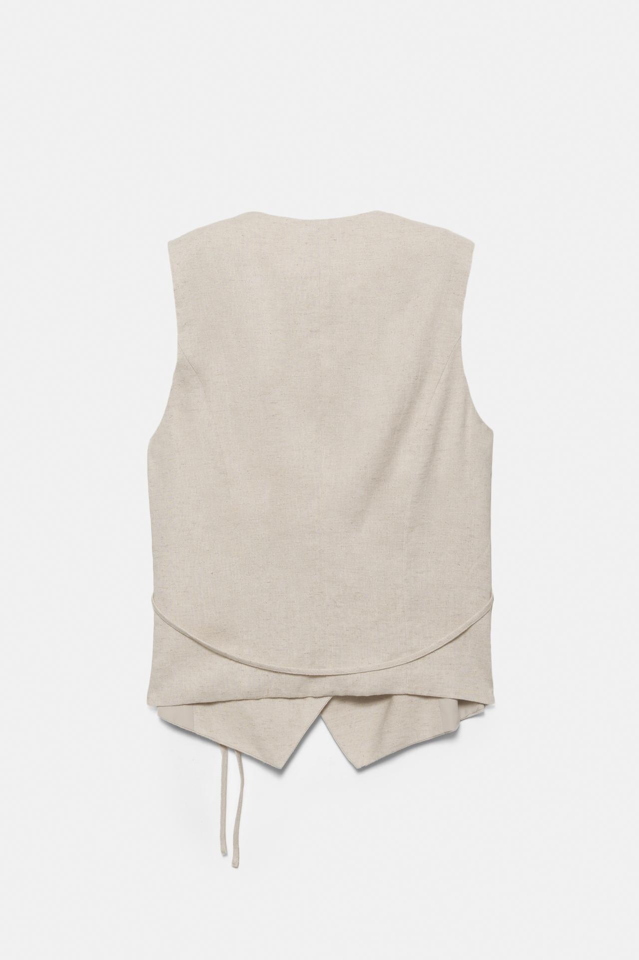 Rustic linen-blend waistcoat — Beige