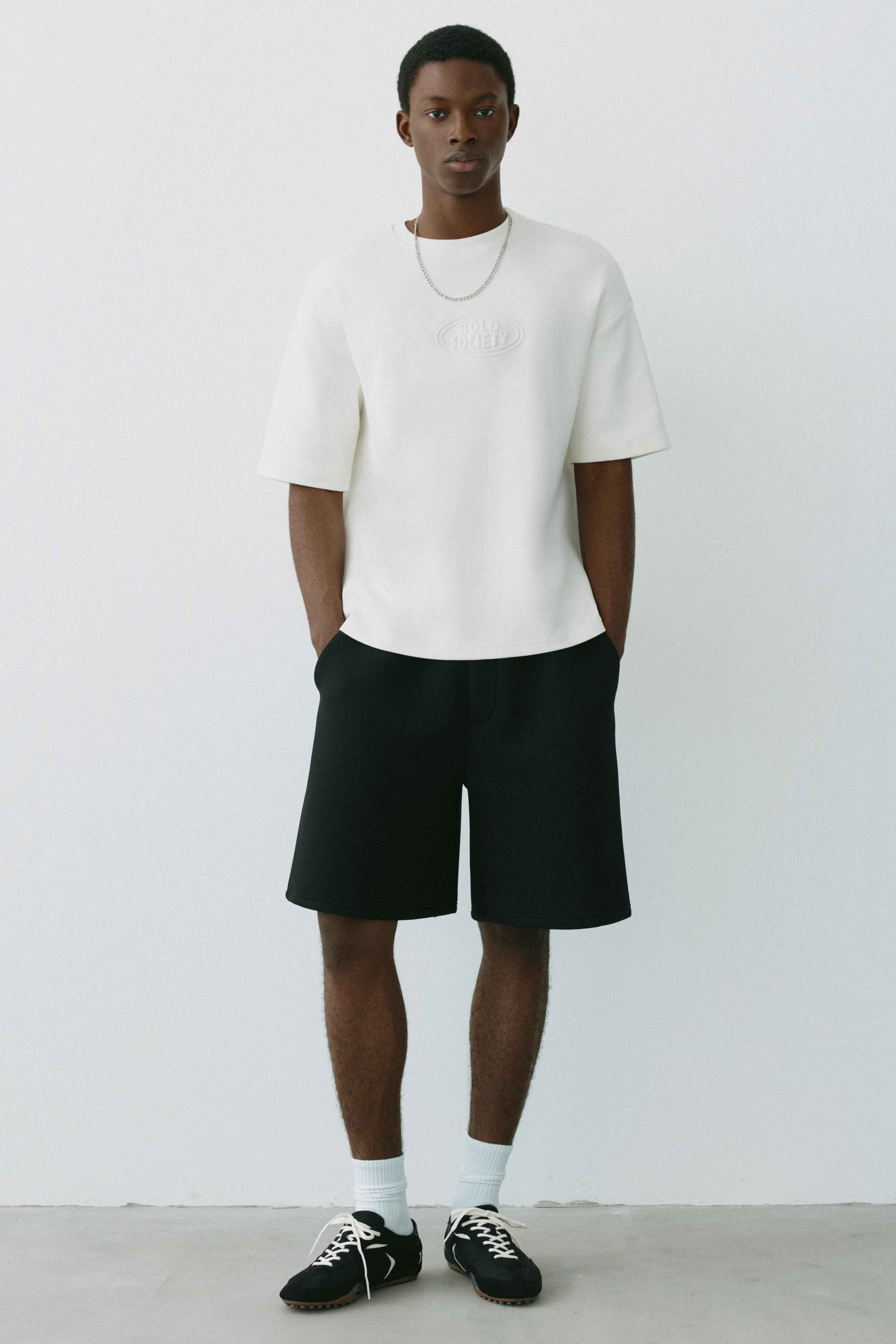 Short sleeve sweatshirt with raised logo — Off white
