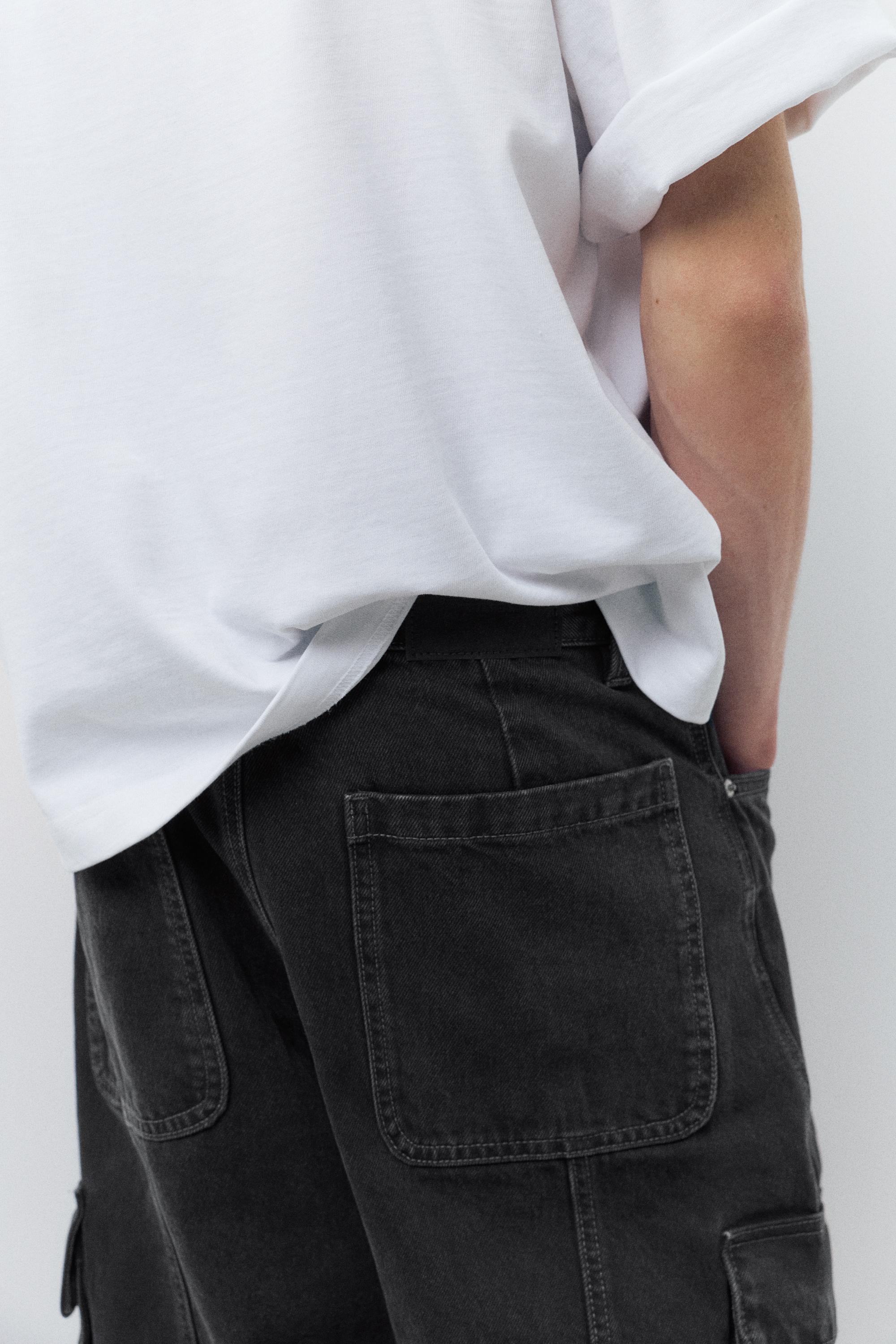 Baggy cargo jeans — Faded black
