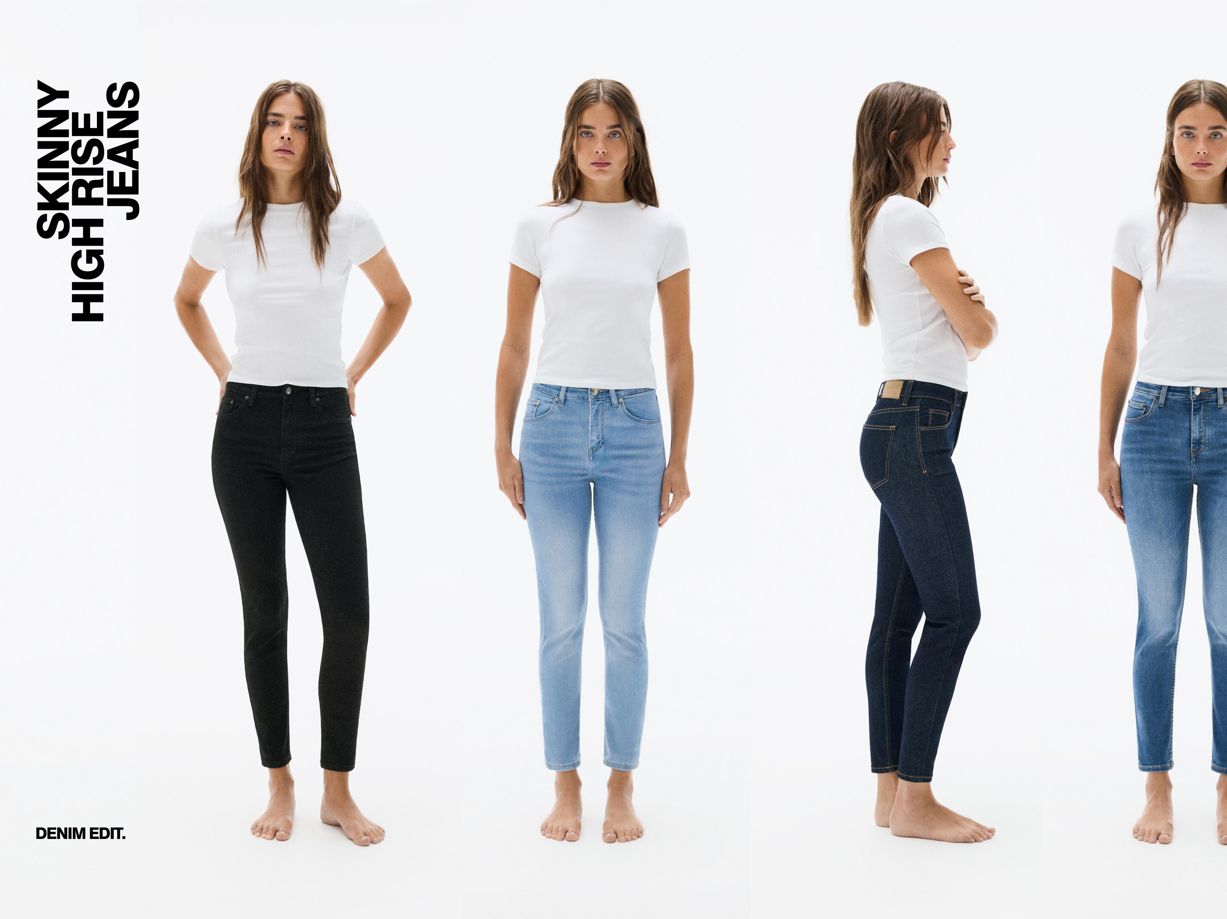 High-waist skinny jeans — Black marl