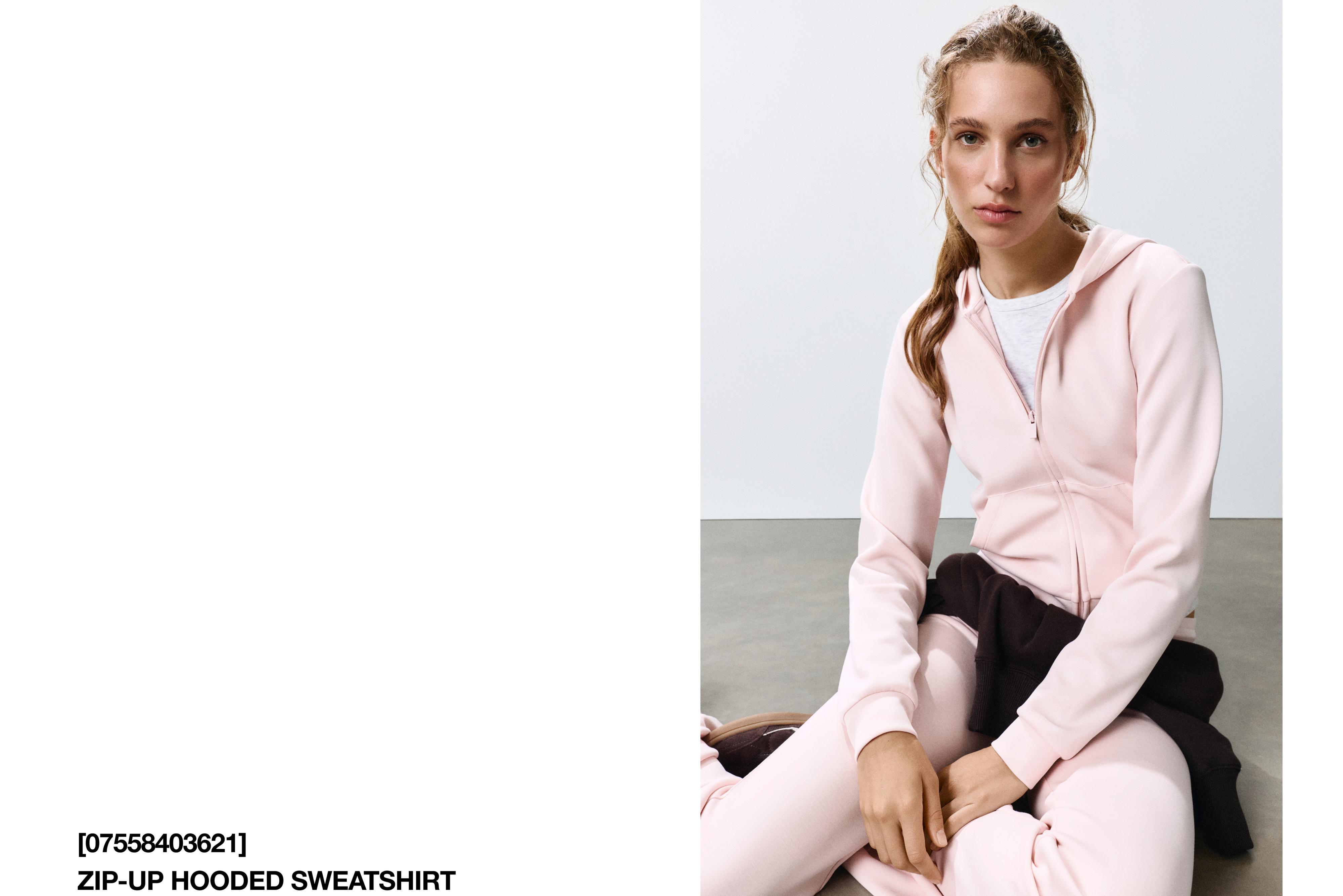 Zip-up hooded sweatshirt — Pastel pink