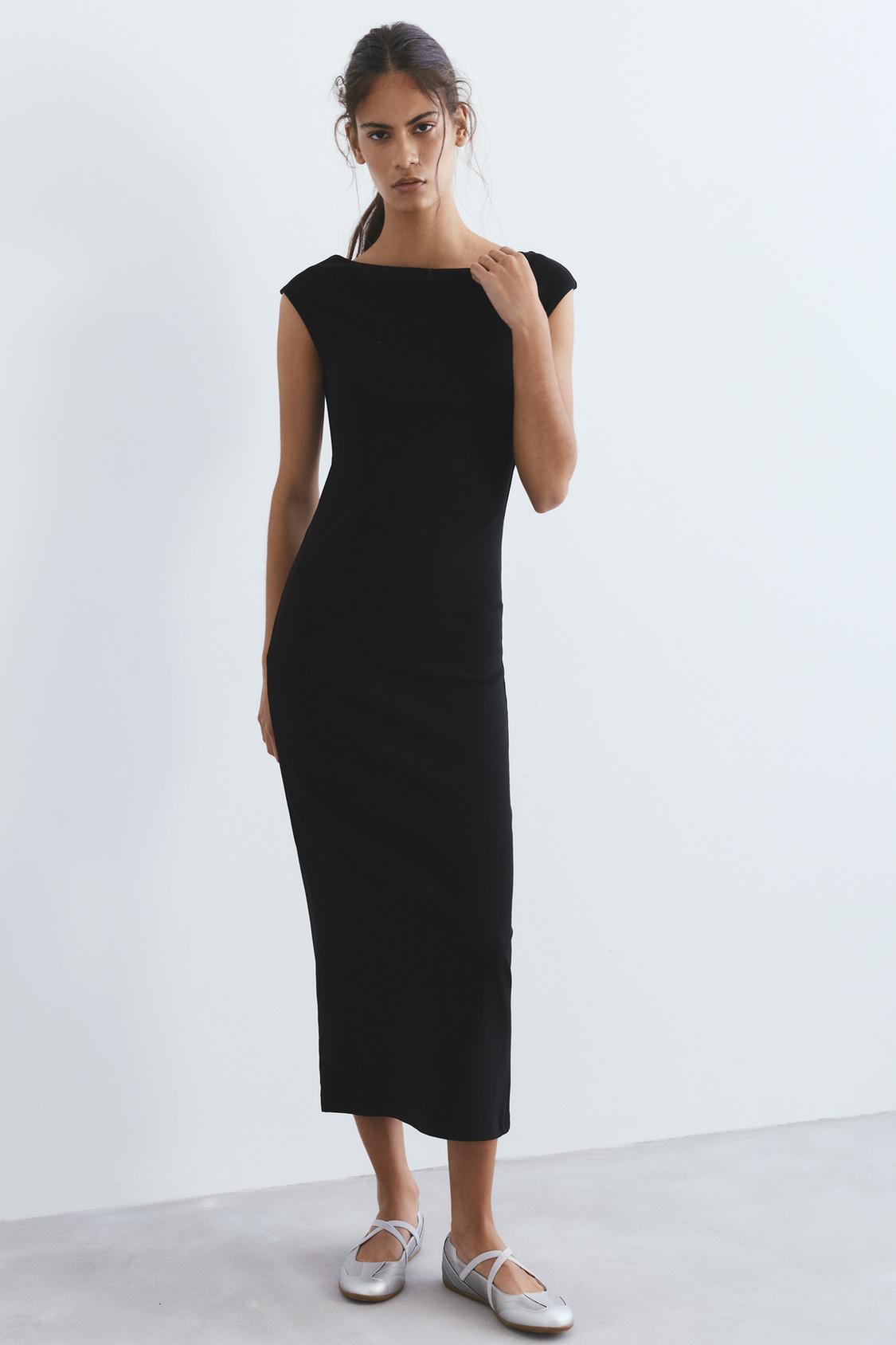 slim fit dress slacks Black Fitted Sleeveless Midi Dress – PinkBlush main image 1