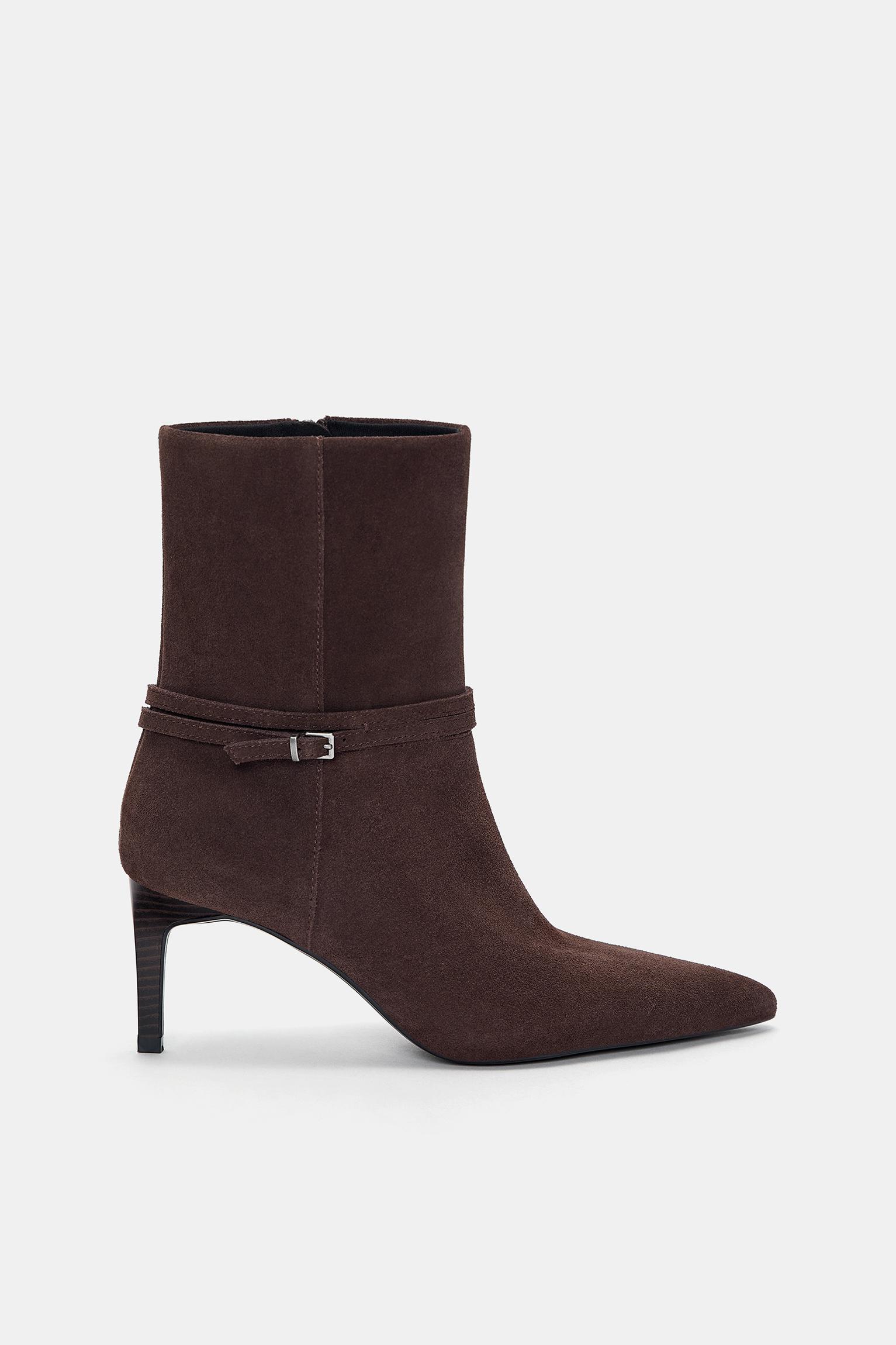 Absatzstiefeletten Aus Leder Mit Schnalle