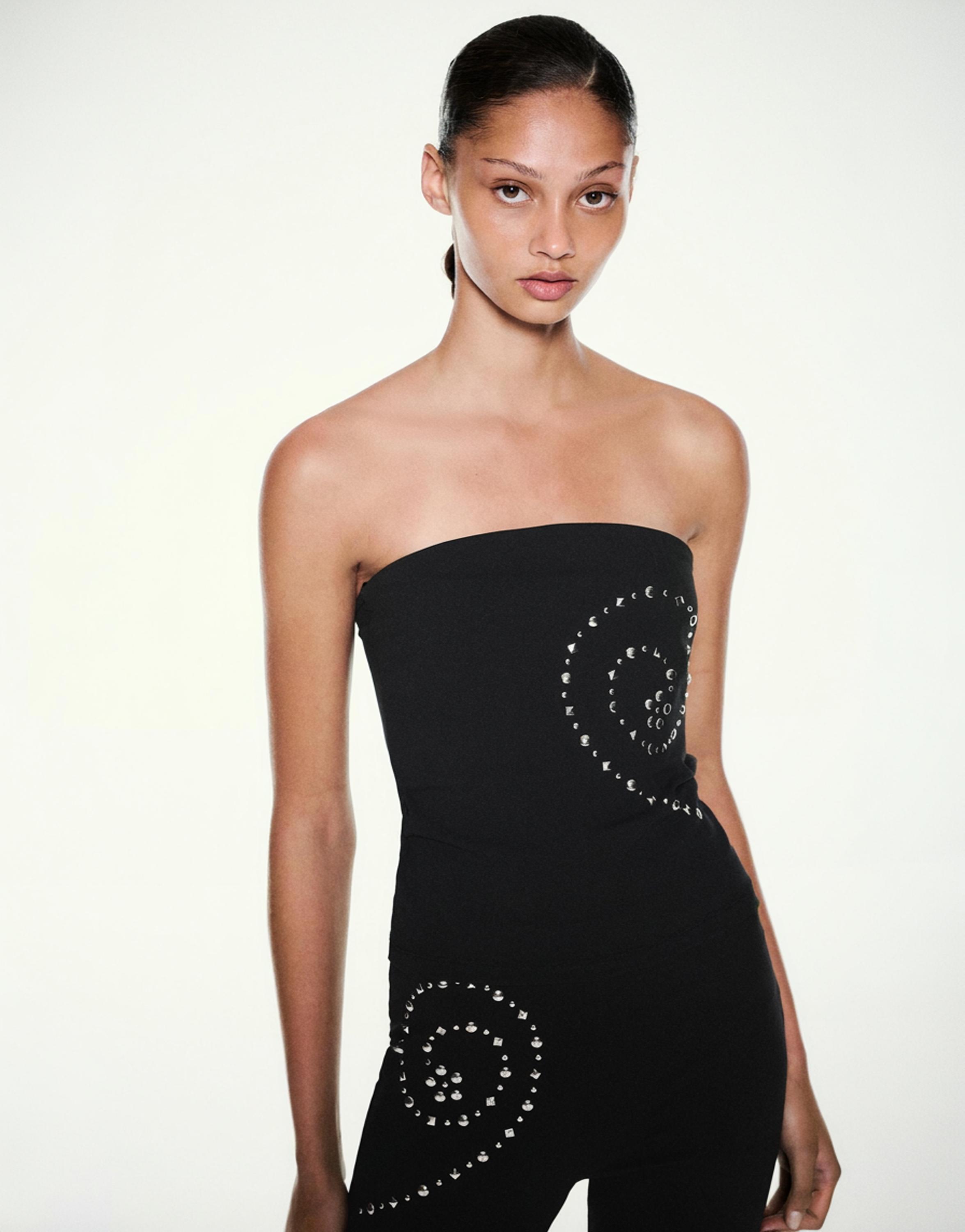 Studded bandeau top — Black
