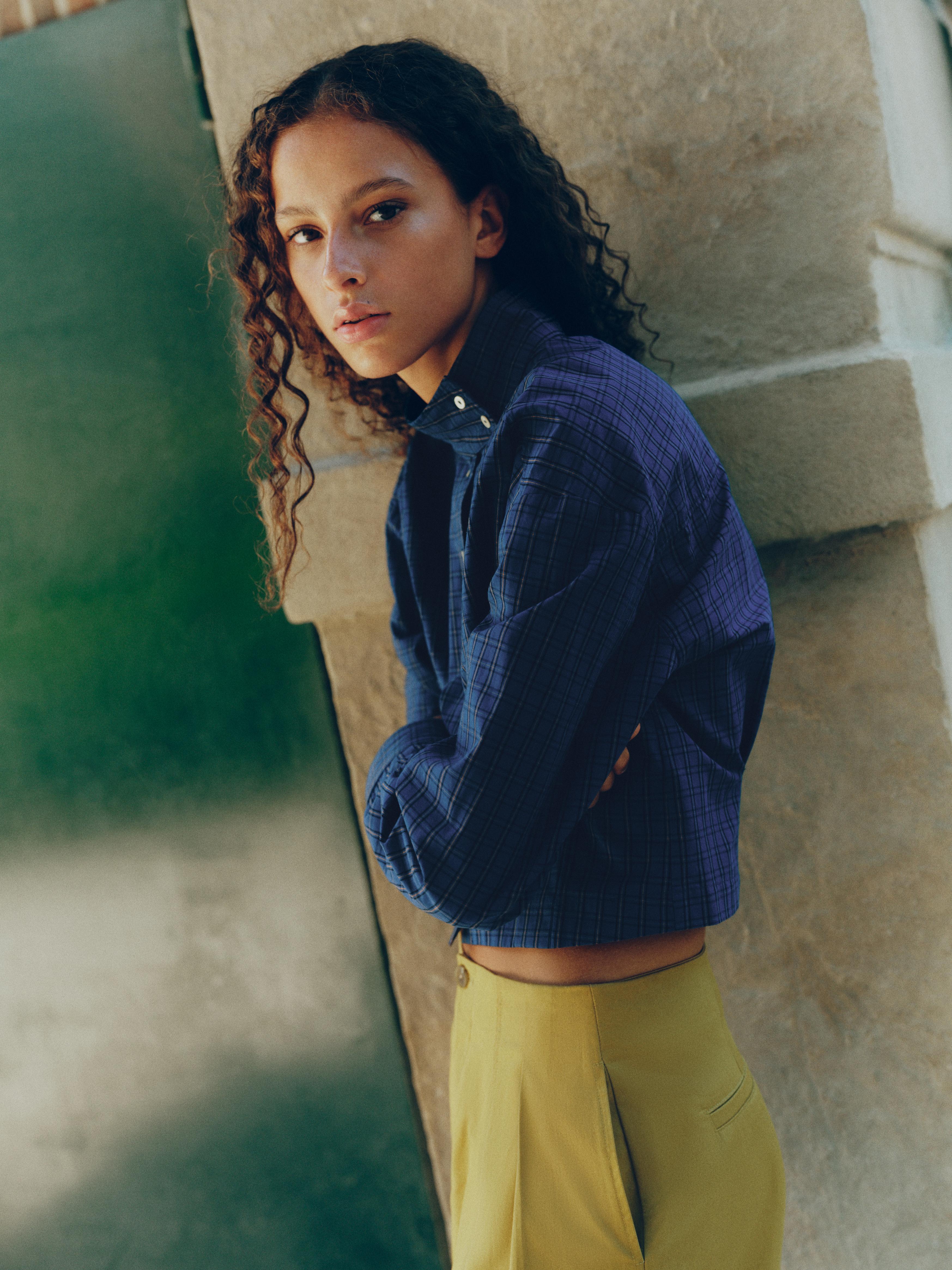 Oversize check shirt — Navy