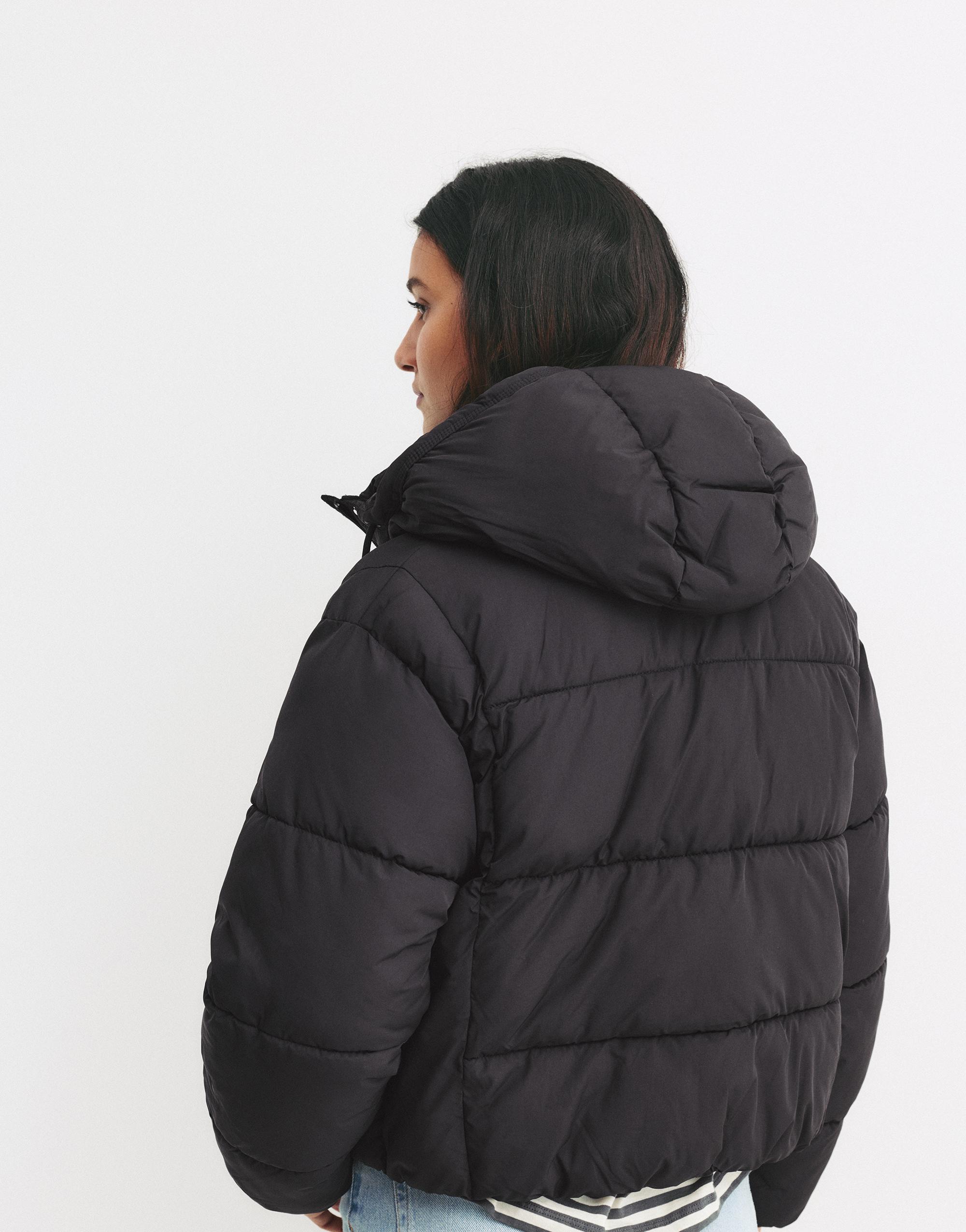 Hooded Padded Jacket — Black