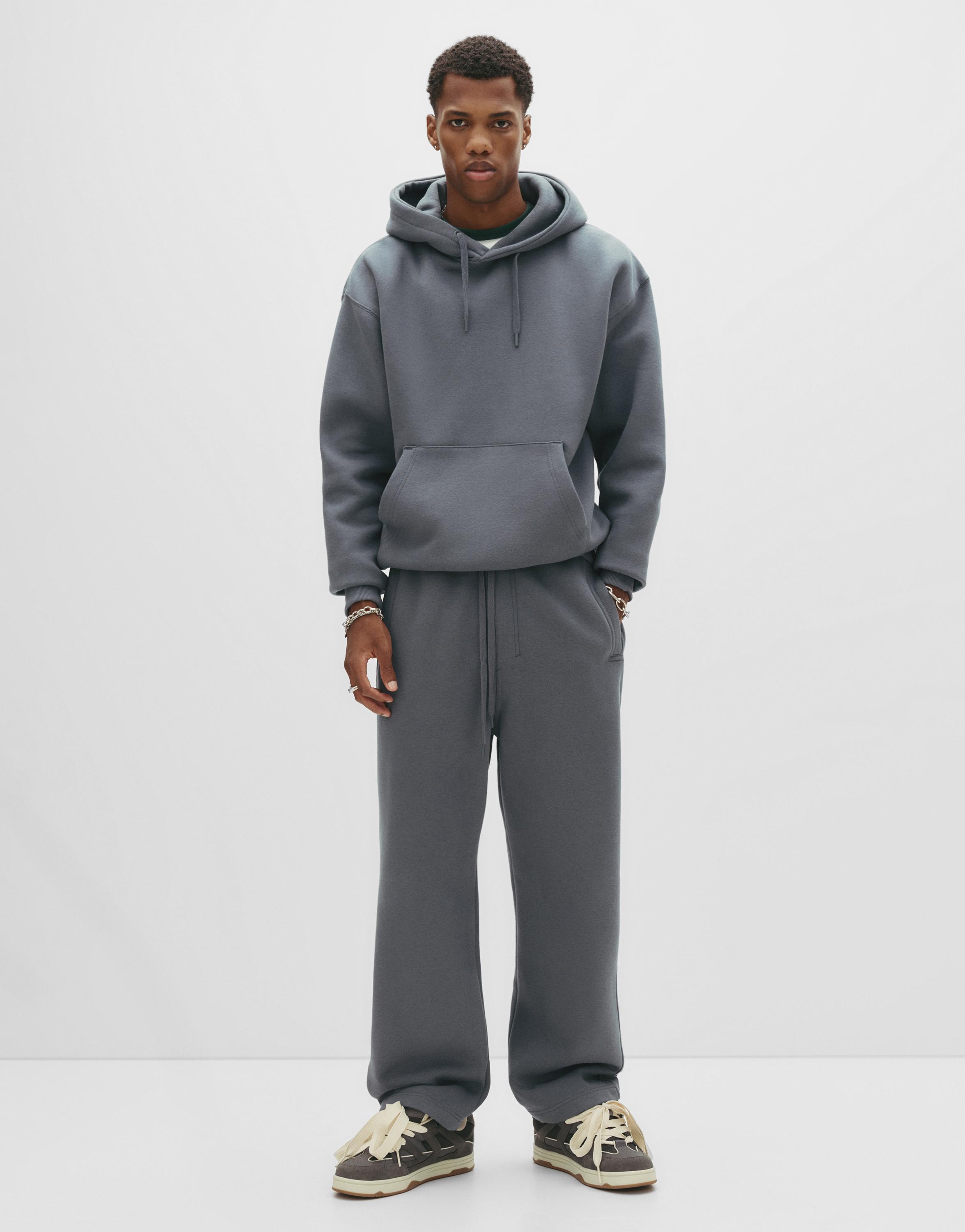 Basic baggy tracksuit bottoms — Grey blue