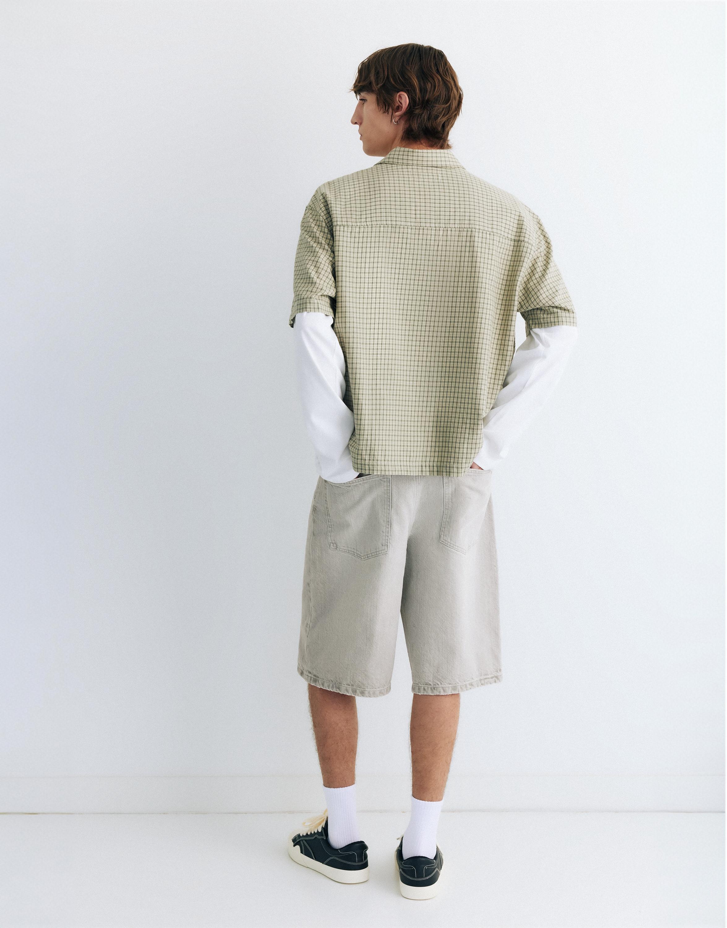 Skater denim Bermuda shorts — Pale grey