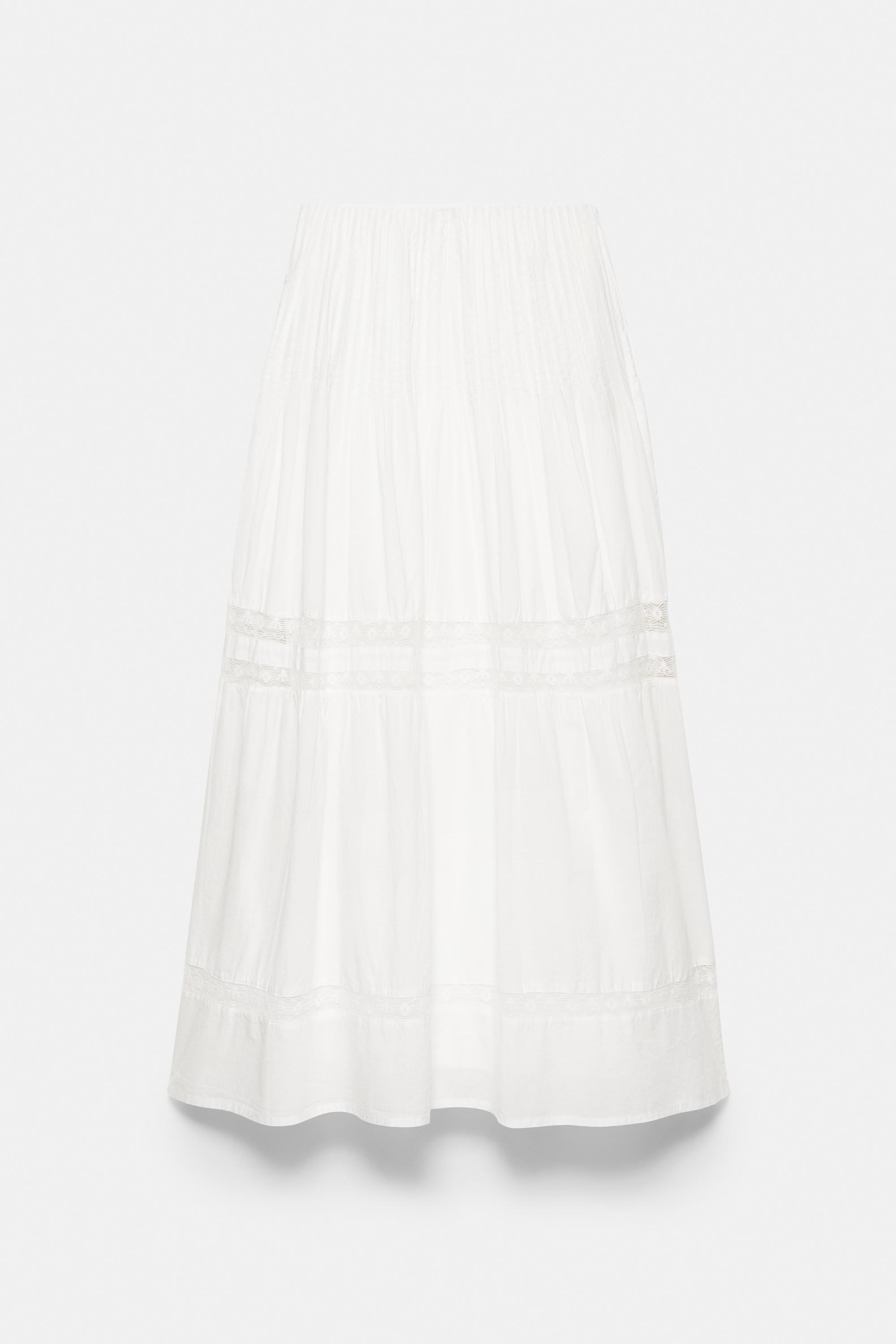 White tiered long skirt — White