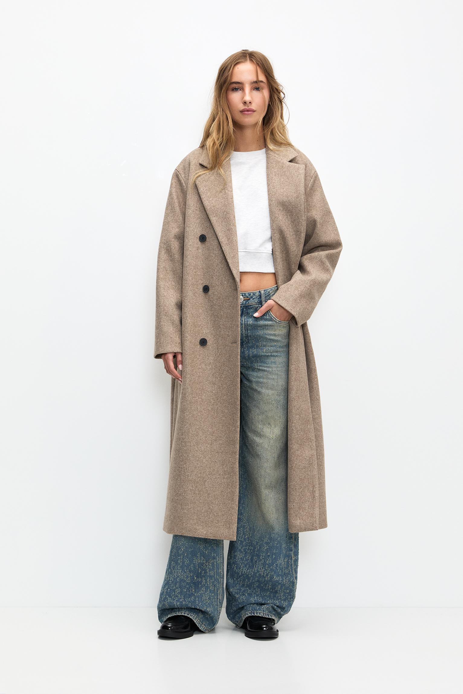 Long cloth coat pull bear