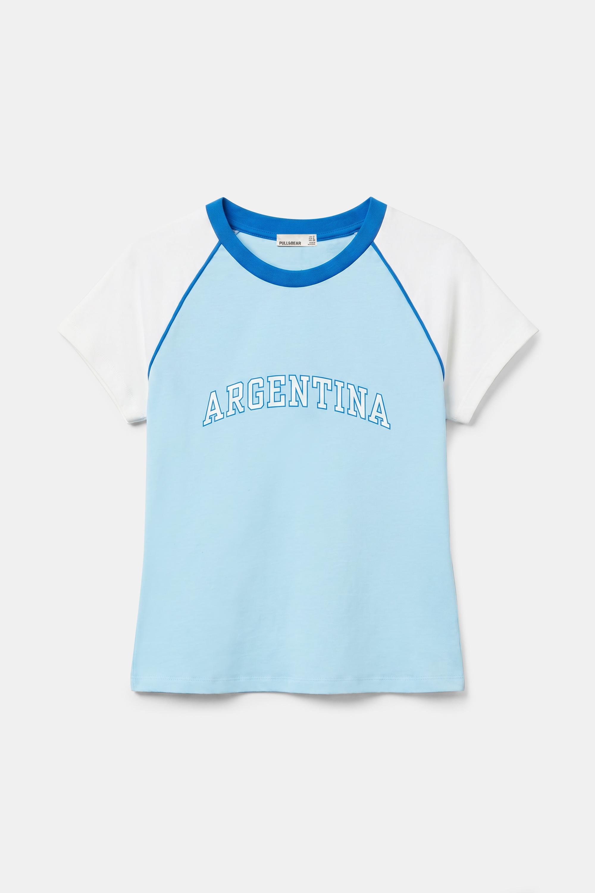 Argentina graphic slim fit T-shirt — Pale blue