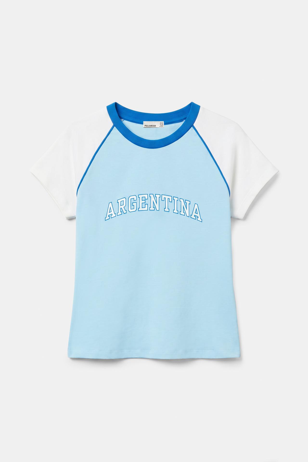 Argentina graphic slim fit T-shirt — Pale blue