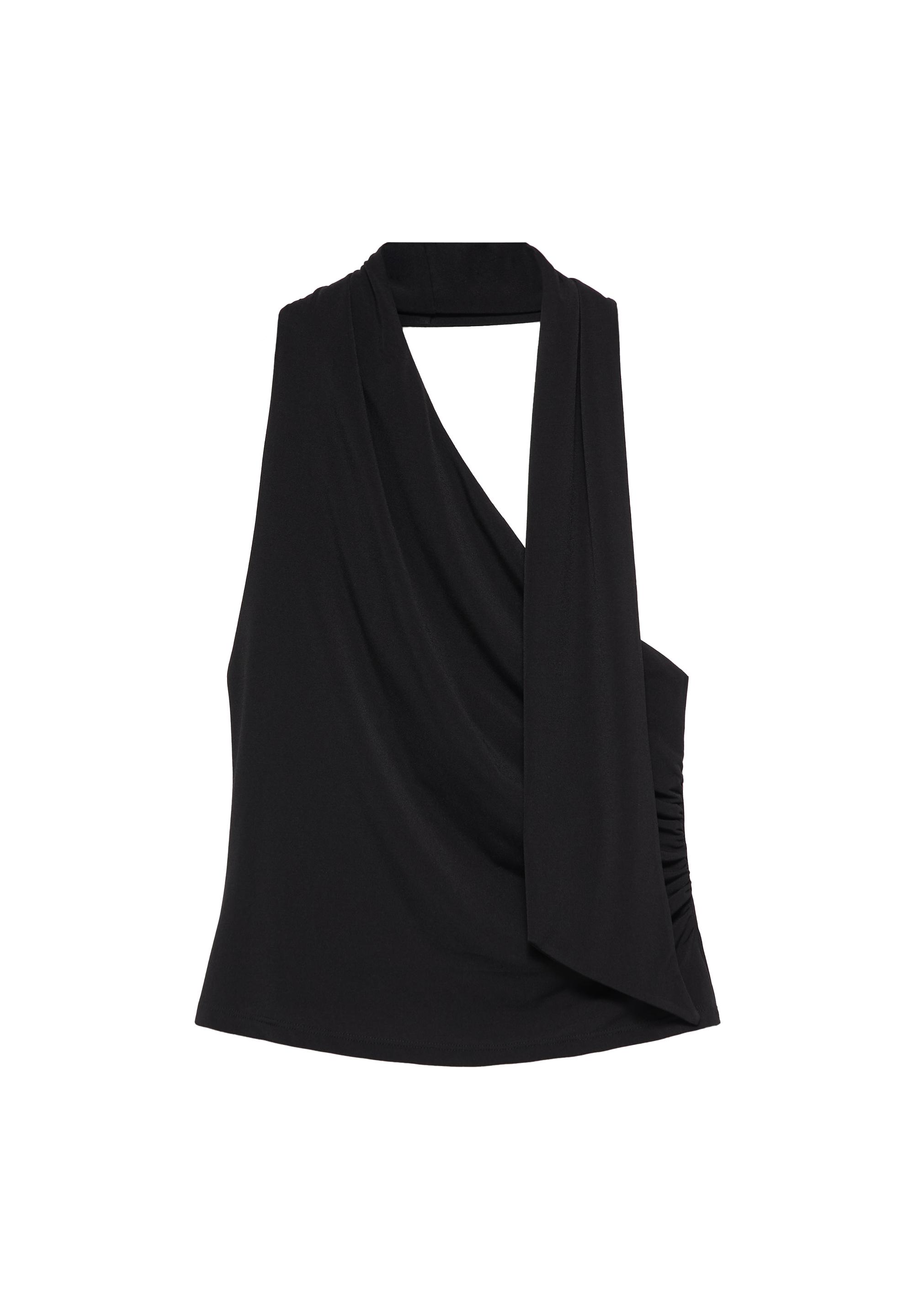 Scarf-style halter top — Black