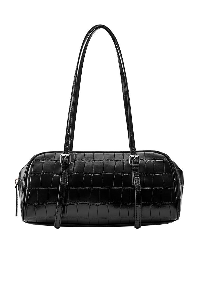 Textured shoulder bag — Black