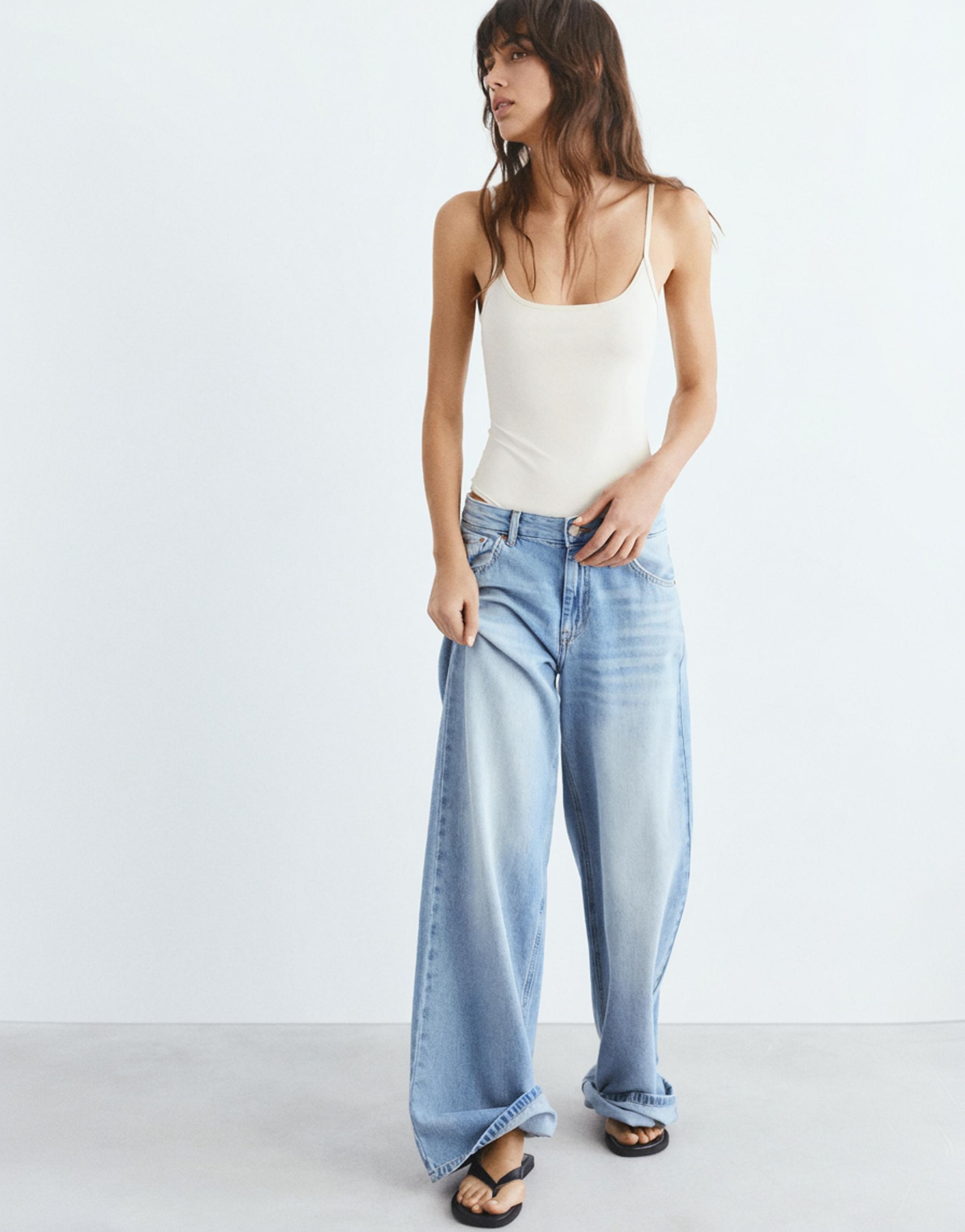Polyamide bodysuit with thin straps — Cream