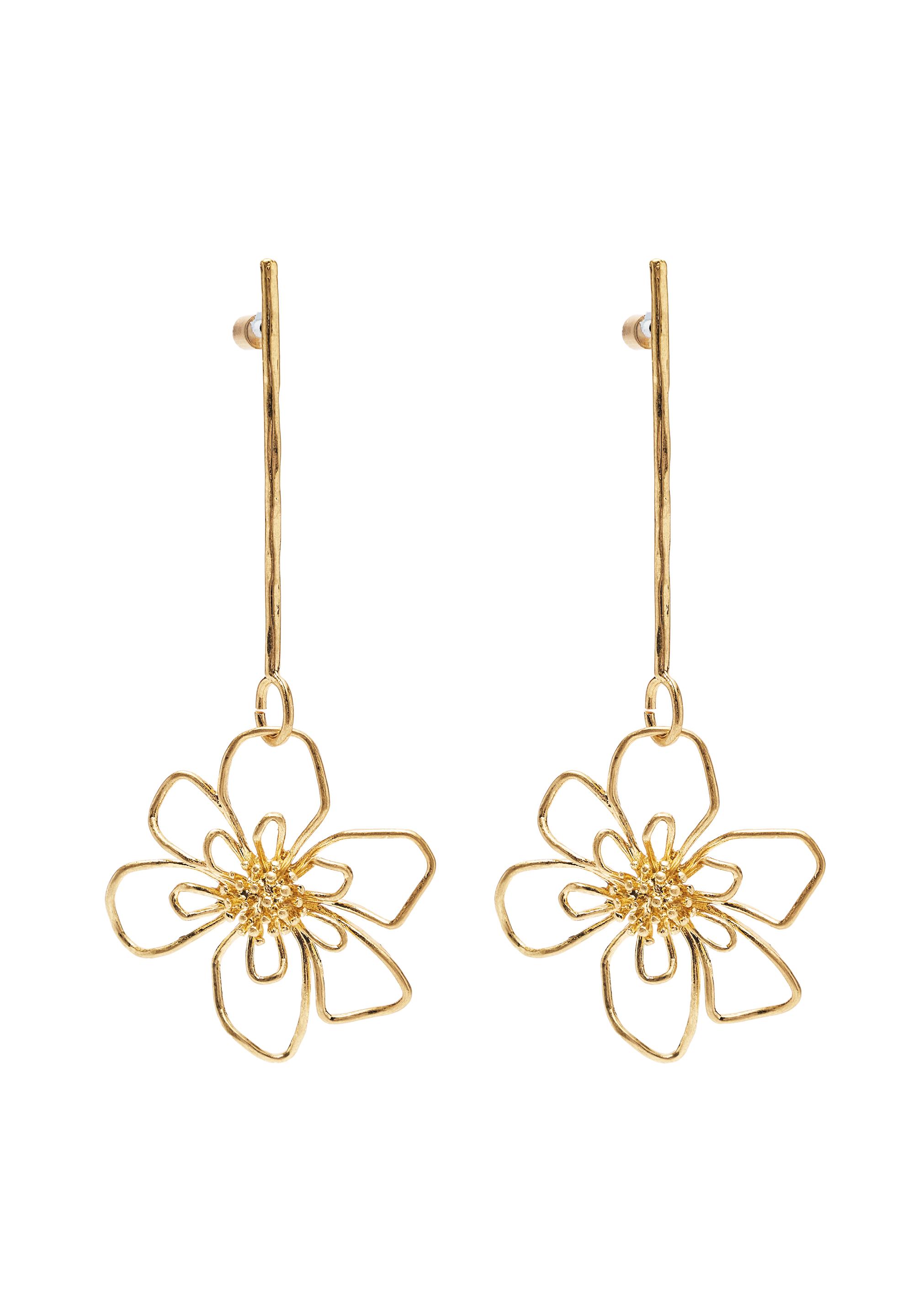 Floral dangle earrings — Gold
