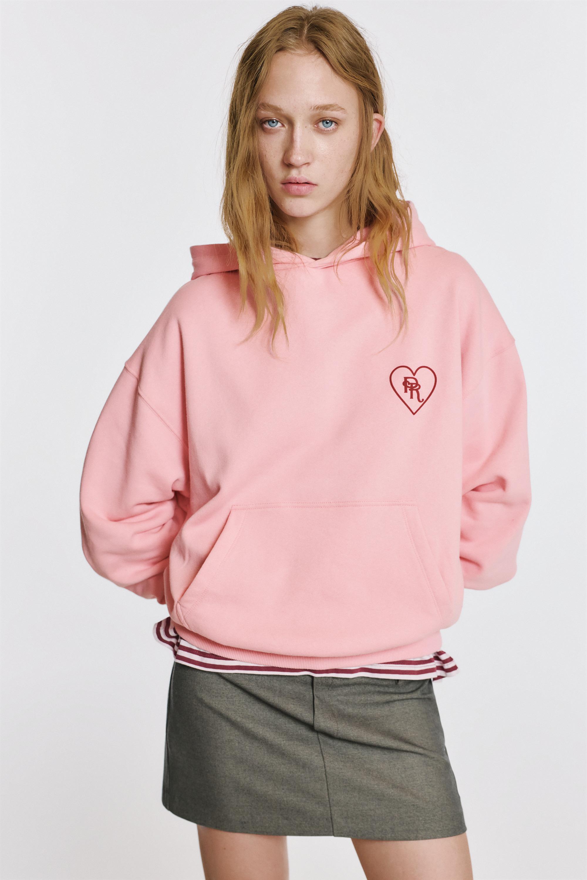 Kalp grafik baskılı kapüşonlu sweatshirt - Görsel 17