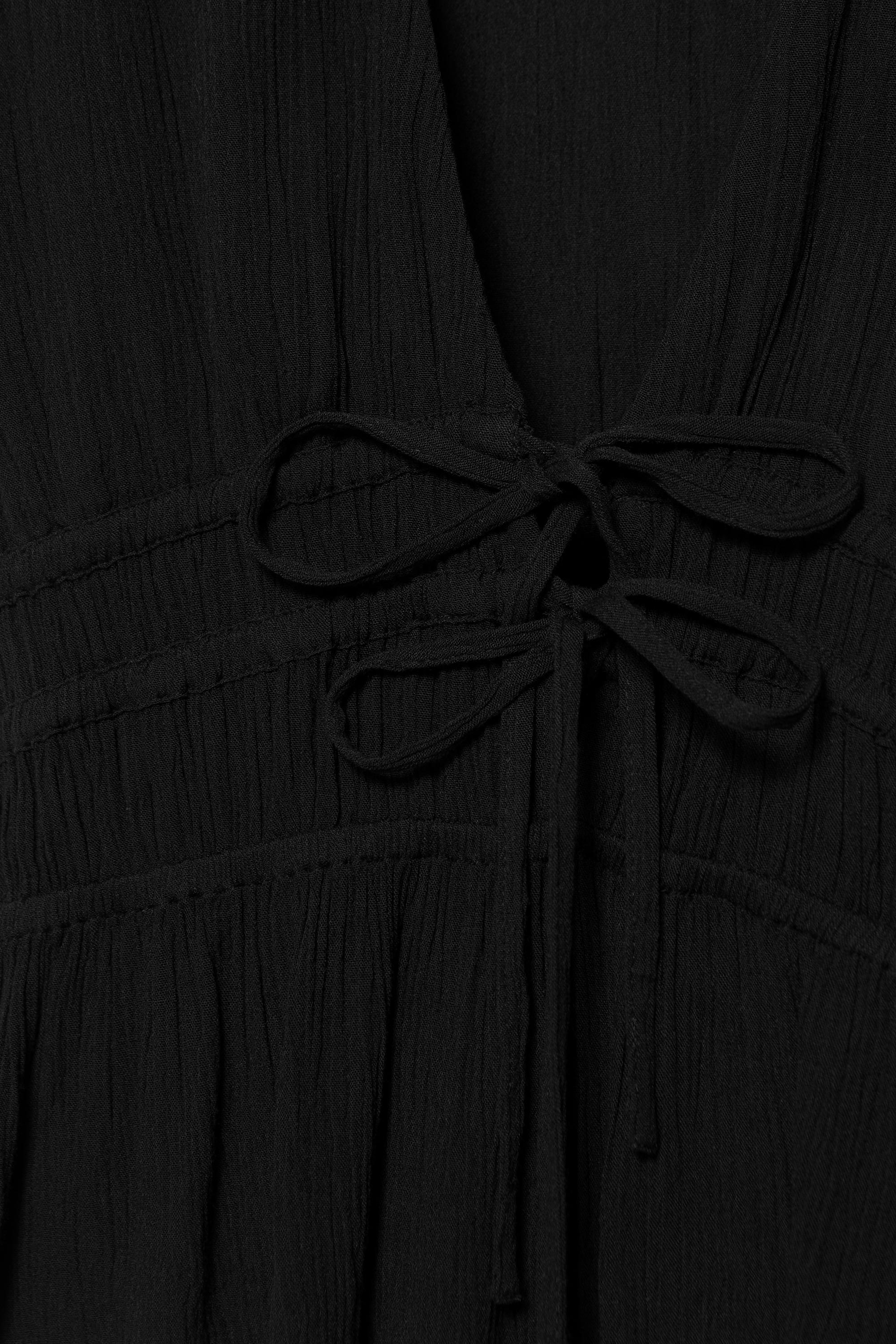 Crepe top with ties — Black