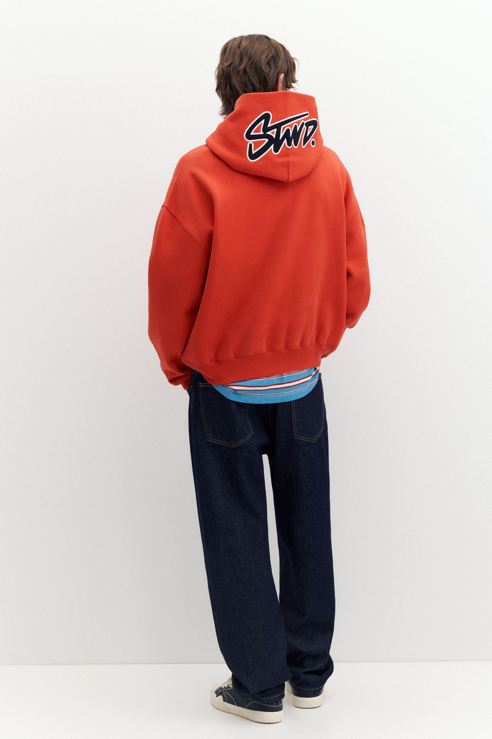 STWD boxy-fit logo hoodie — Red