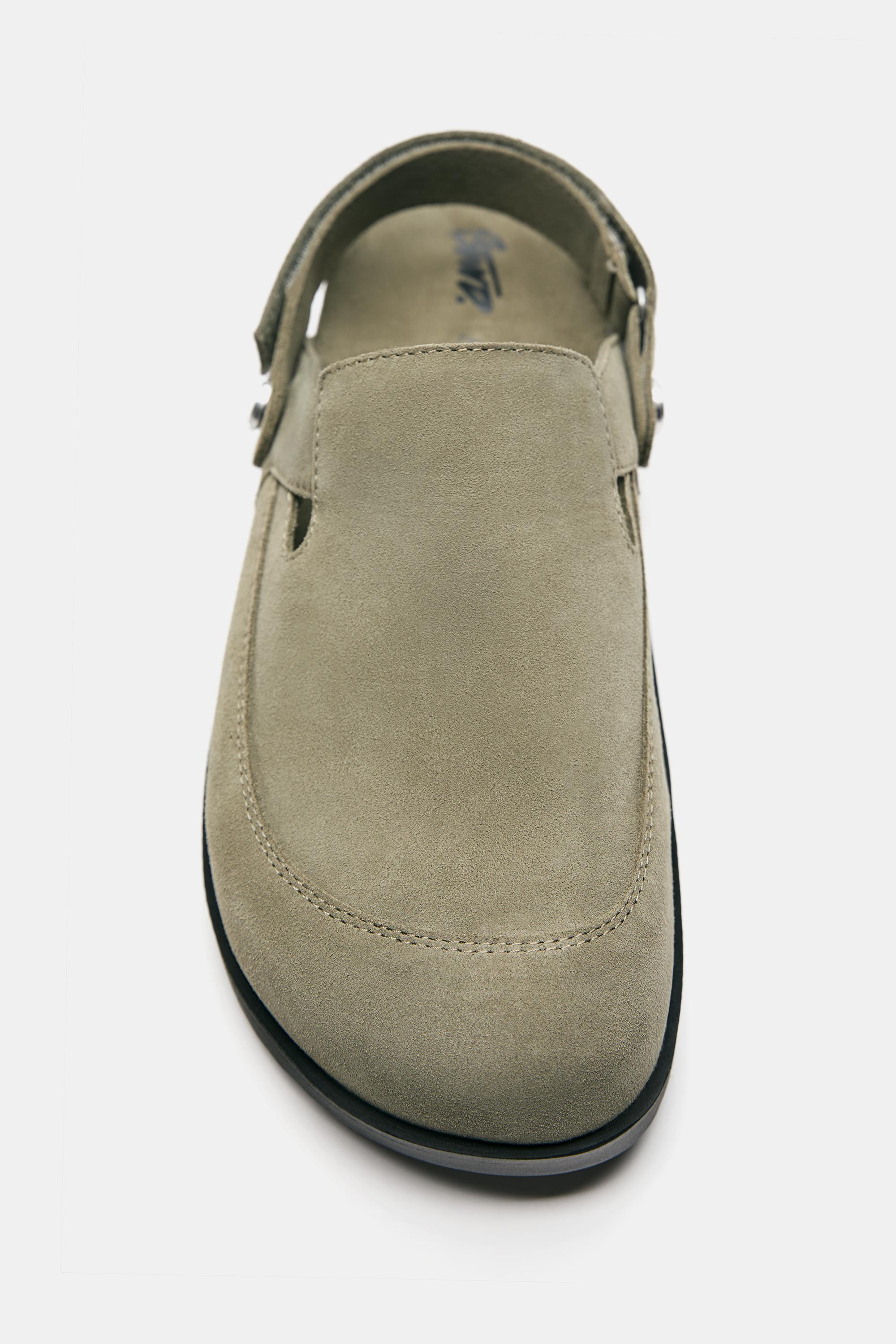 STWD leather strap clogs — Khaki