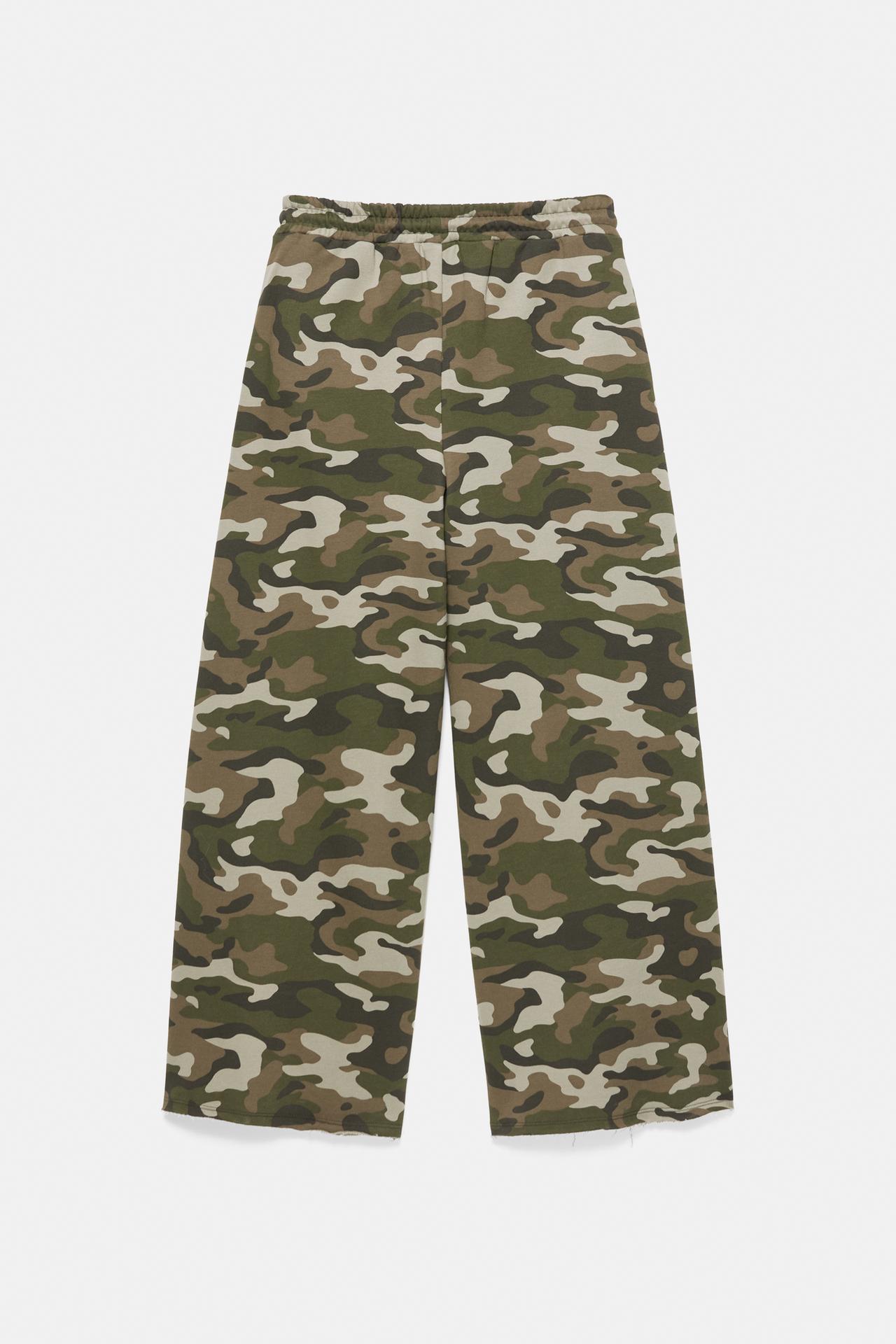 Printed wide-leg jogger trousers — Khaki-t