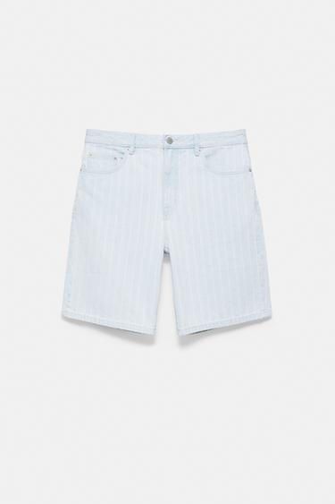 Standard fit jacquard denim Bermuda shorts — Pale blue 7