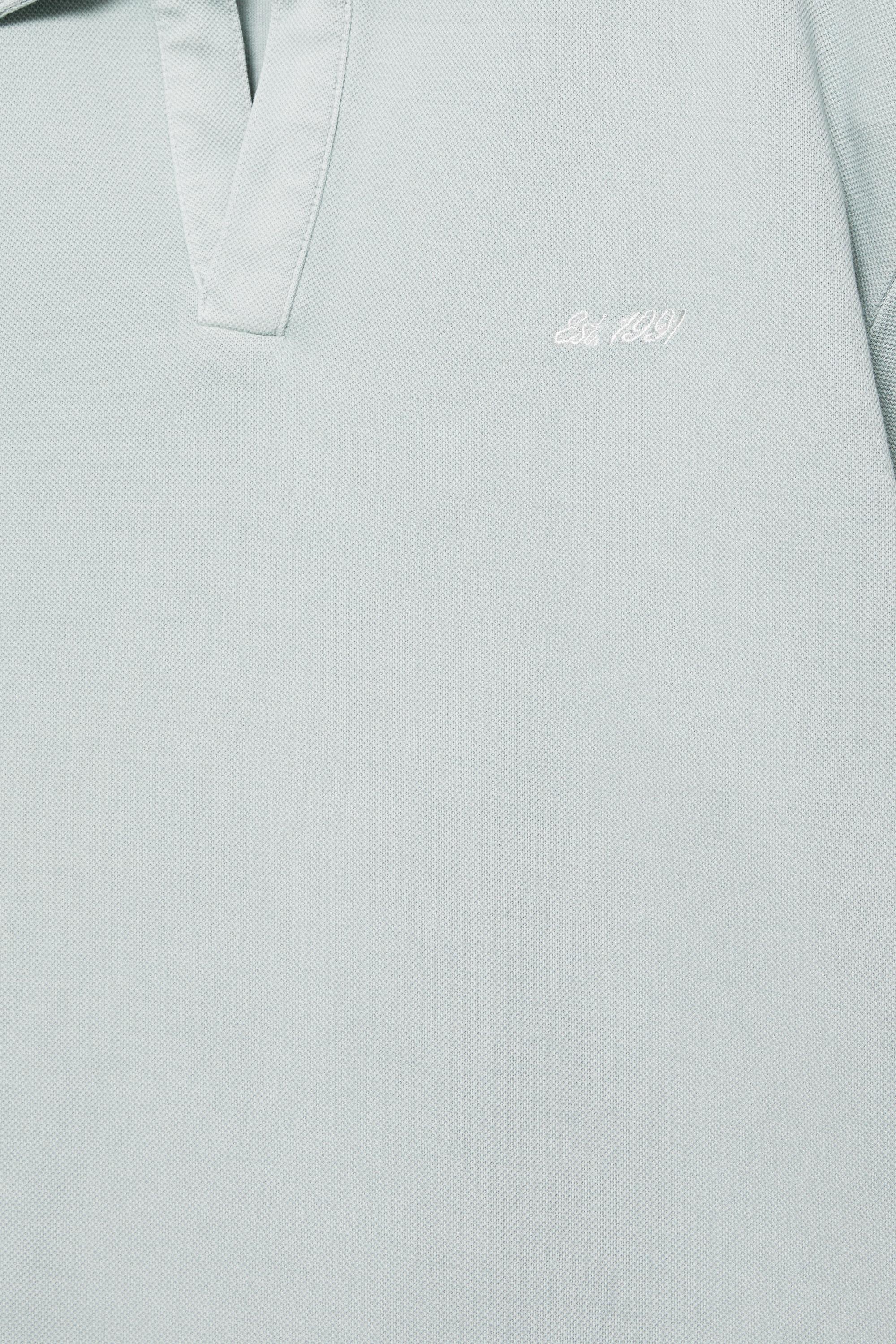 Short sleeve piqué polo shirt — Bluish grey