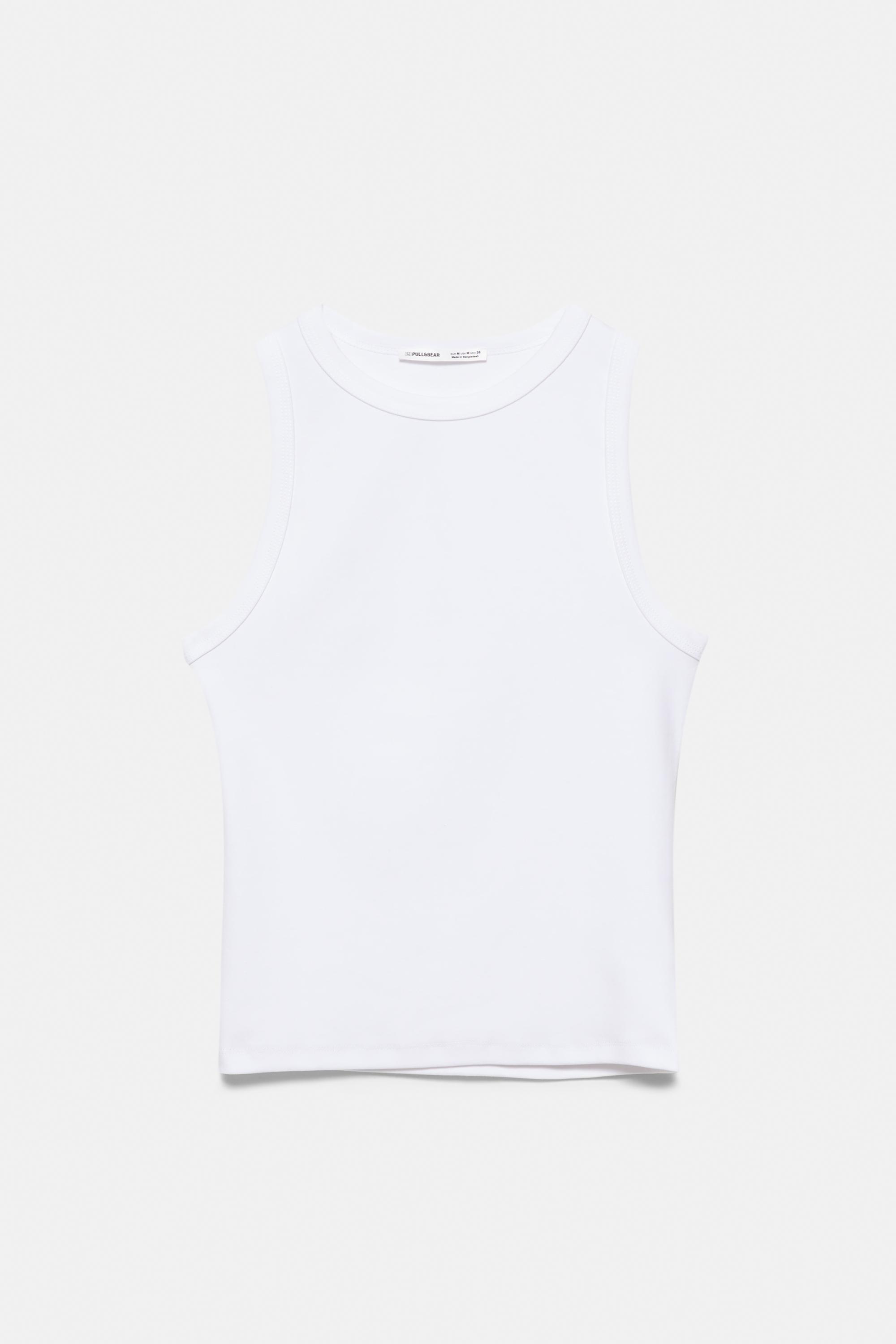 Round neck tank top — White