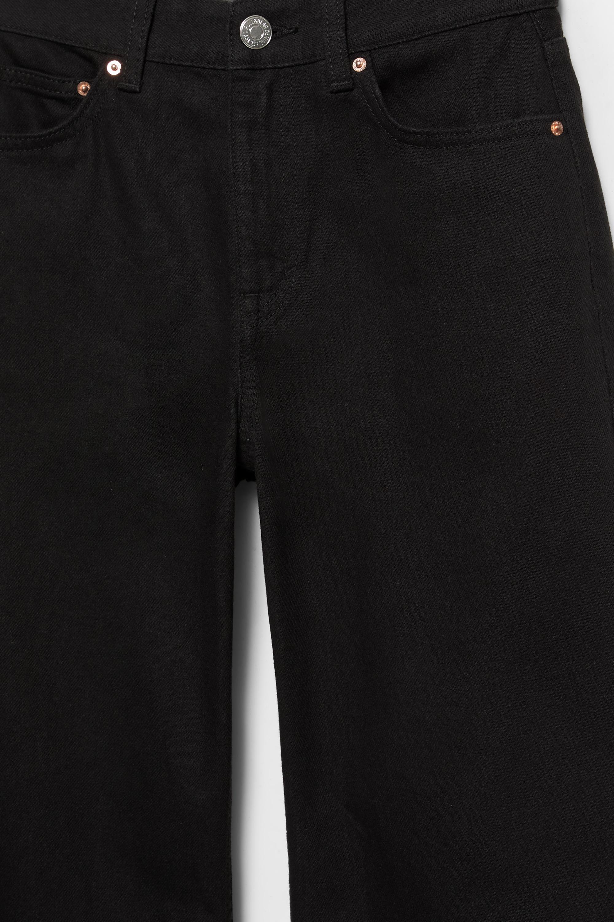 High-waist wide straight-leg jeans — Black marl