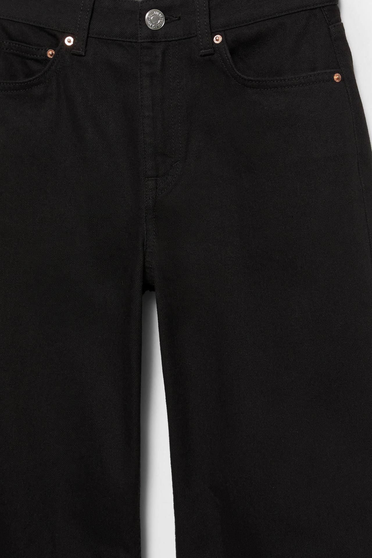 High-waist wide straight-leg jeans — Black marl