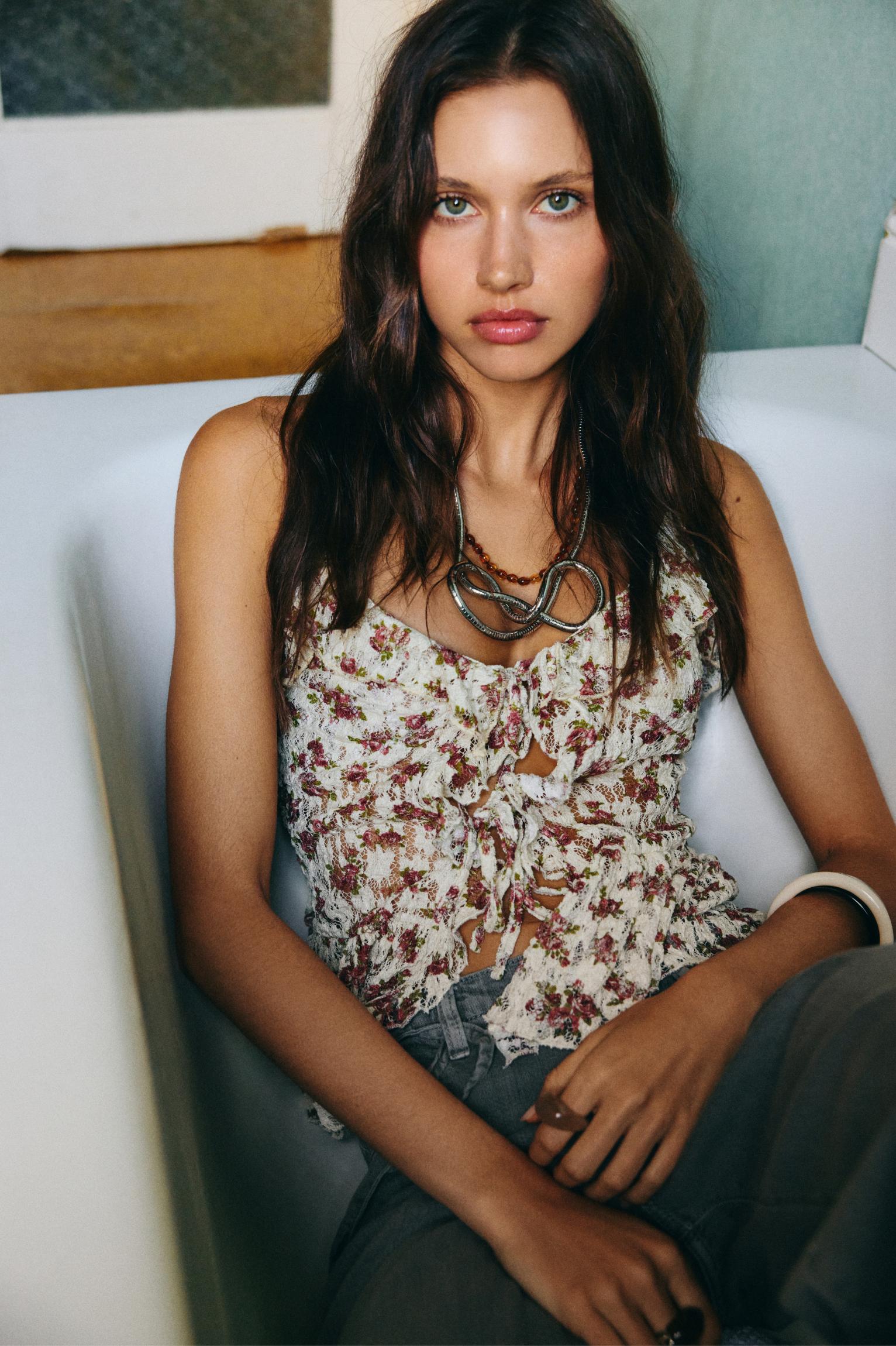 transparent floral top