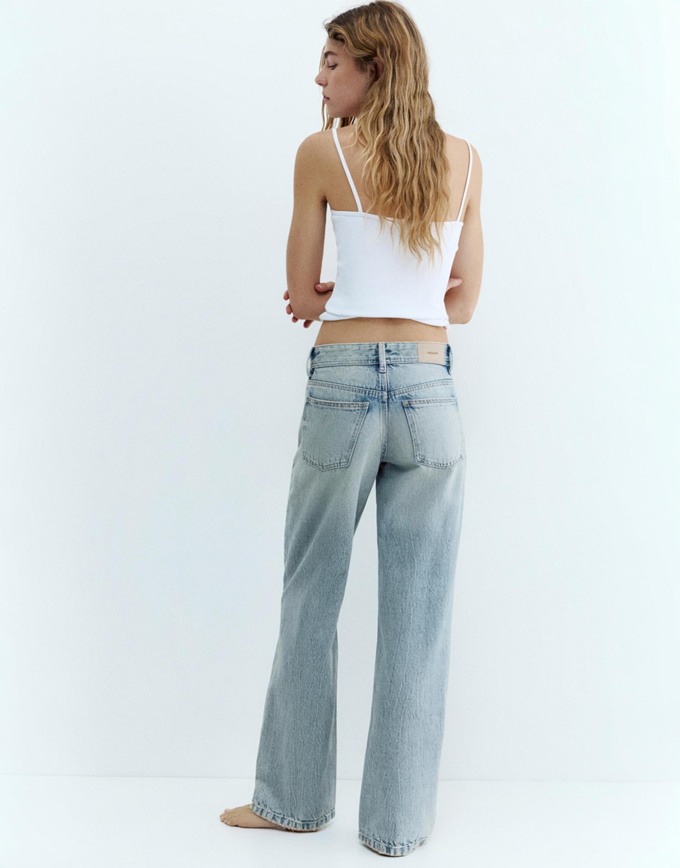 Low-rise straight-leg jeans — Pale blue