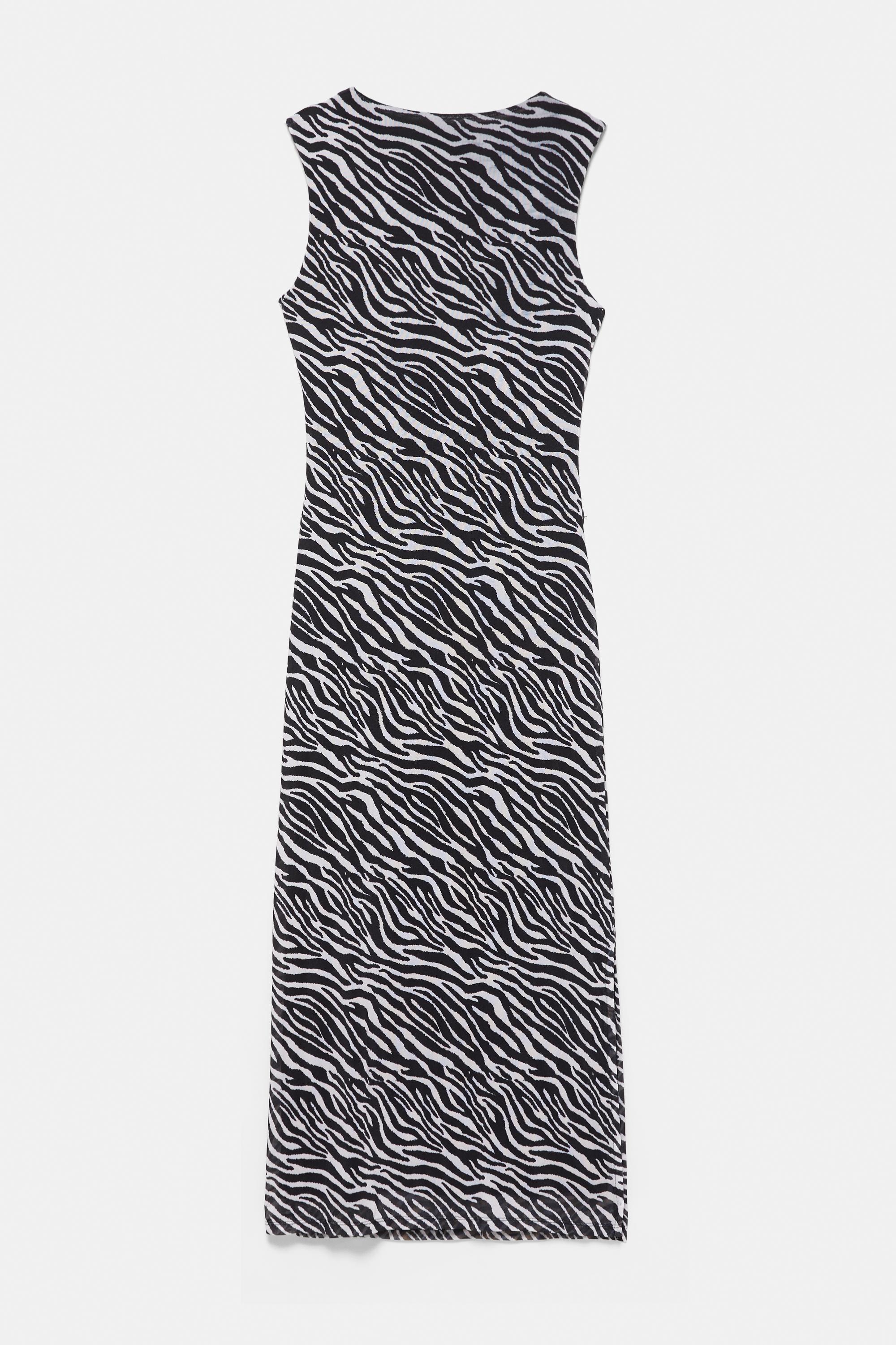 Zebra print midi dress — White/Black