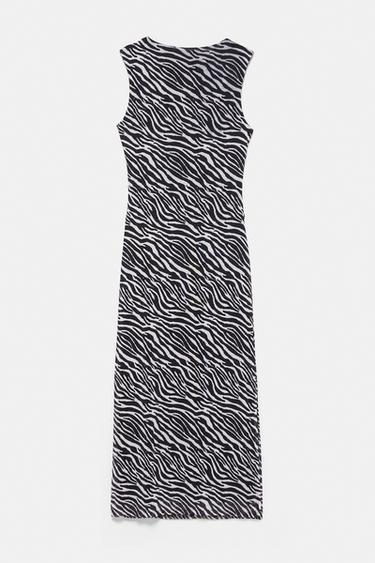 Zebra print midi dress — White/Black 2