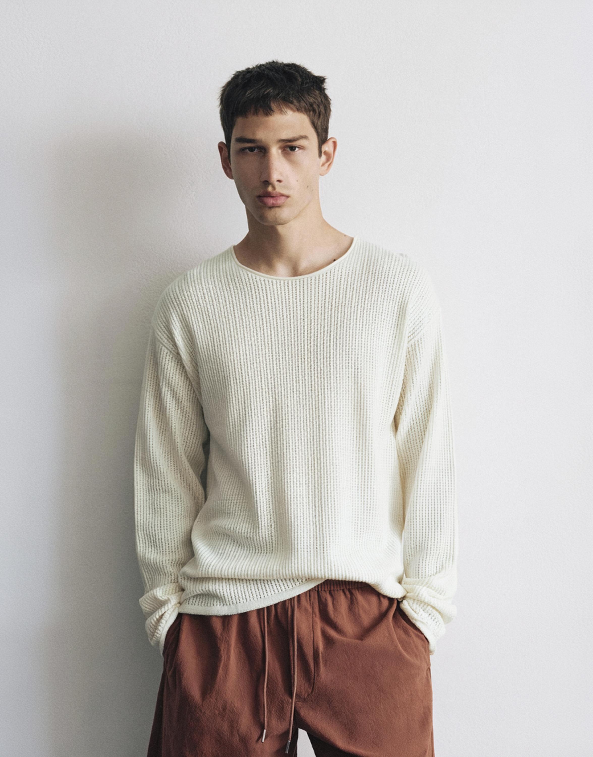 Cutwork knit jumper — Off white