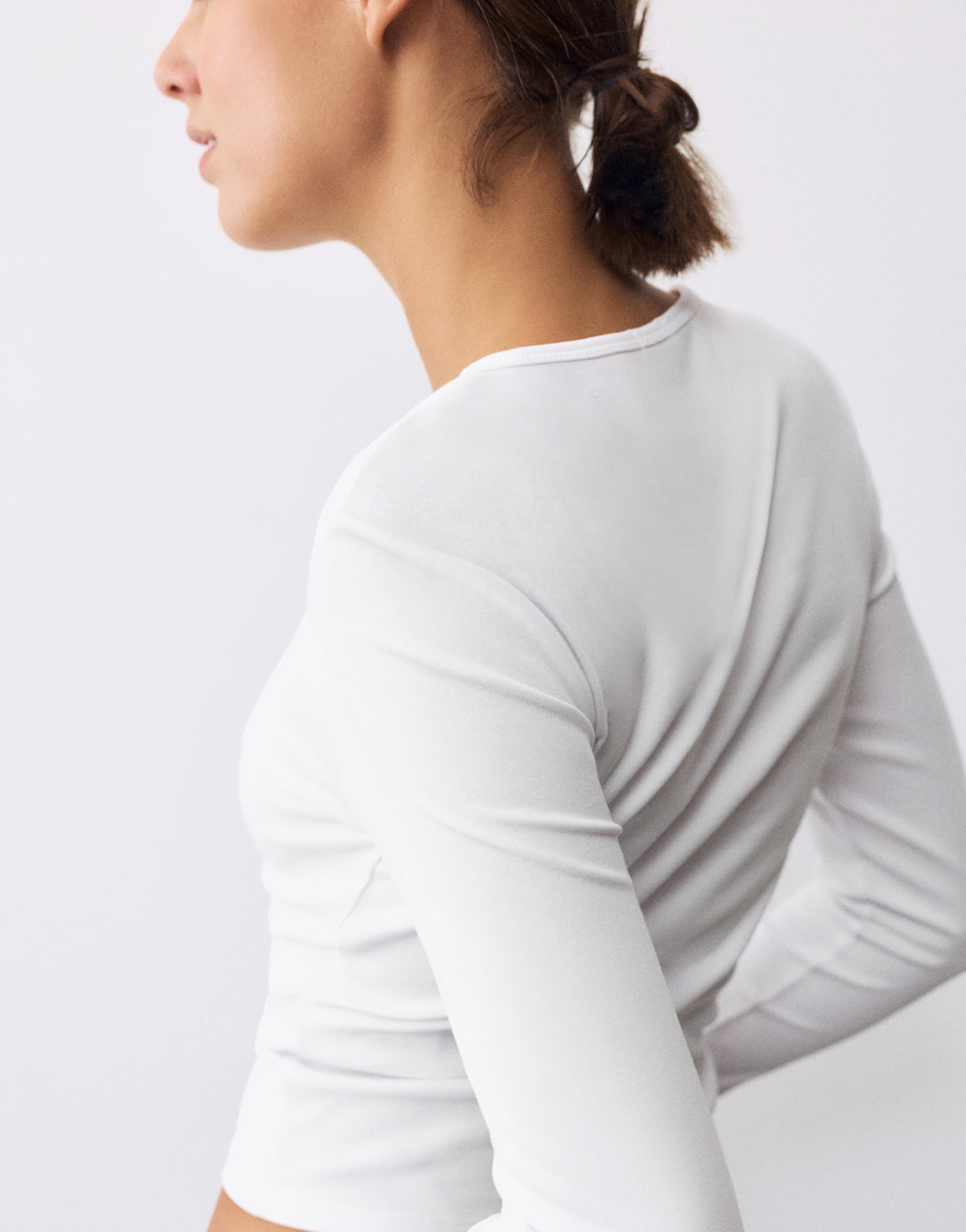 Fitted long sleeve T-shirt — White