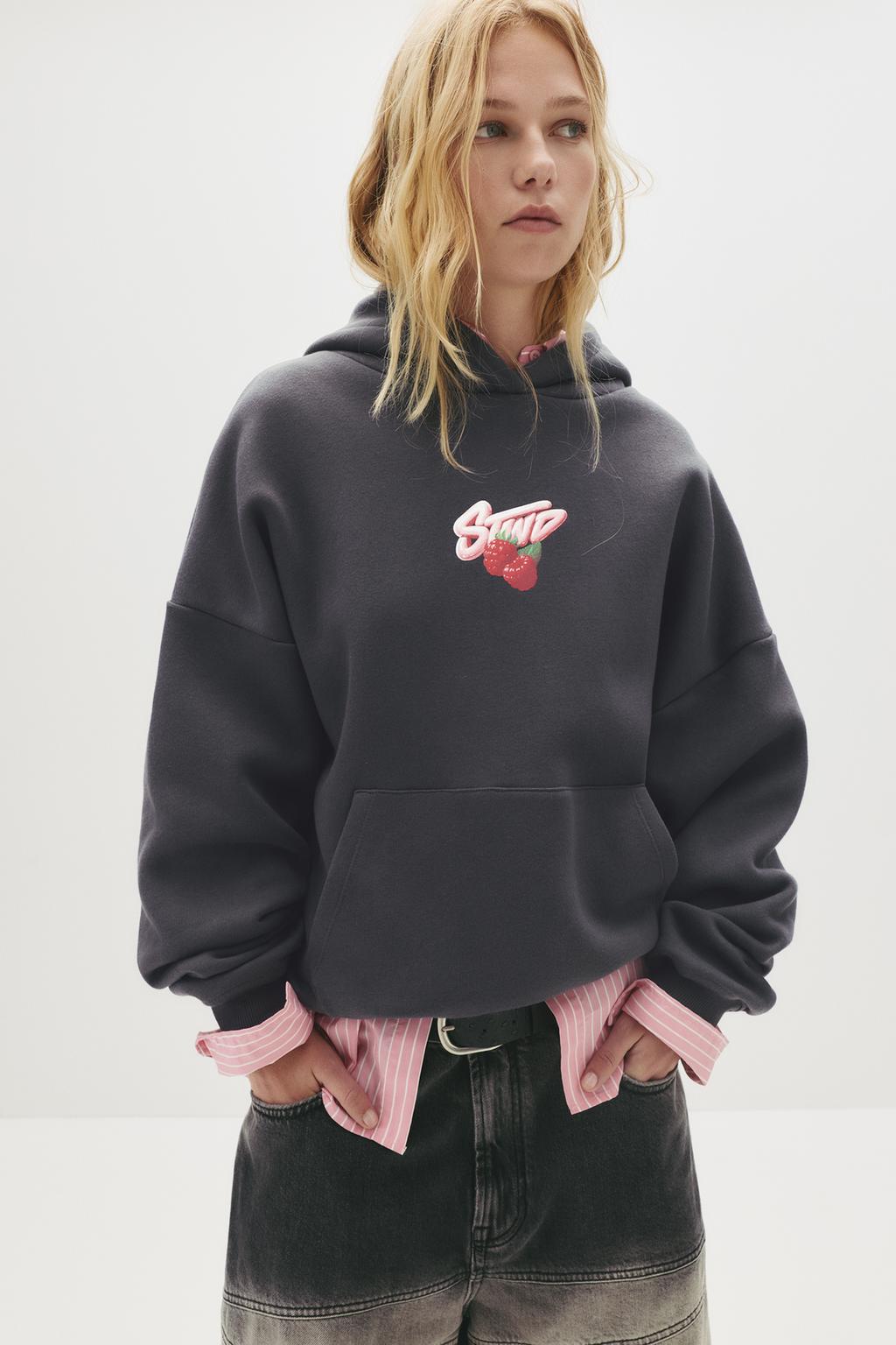 Sweat à capuche STWD framboises pull&bear - Main Image