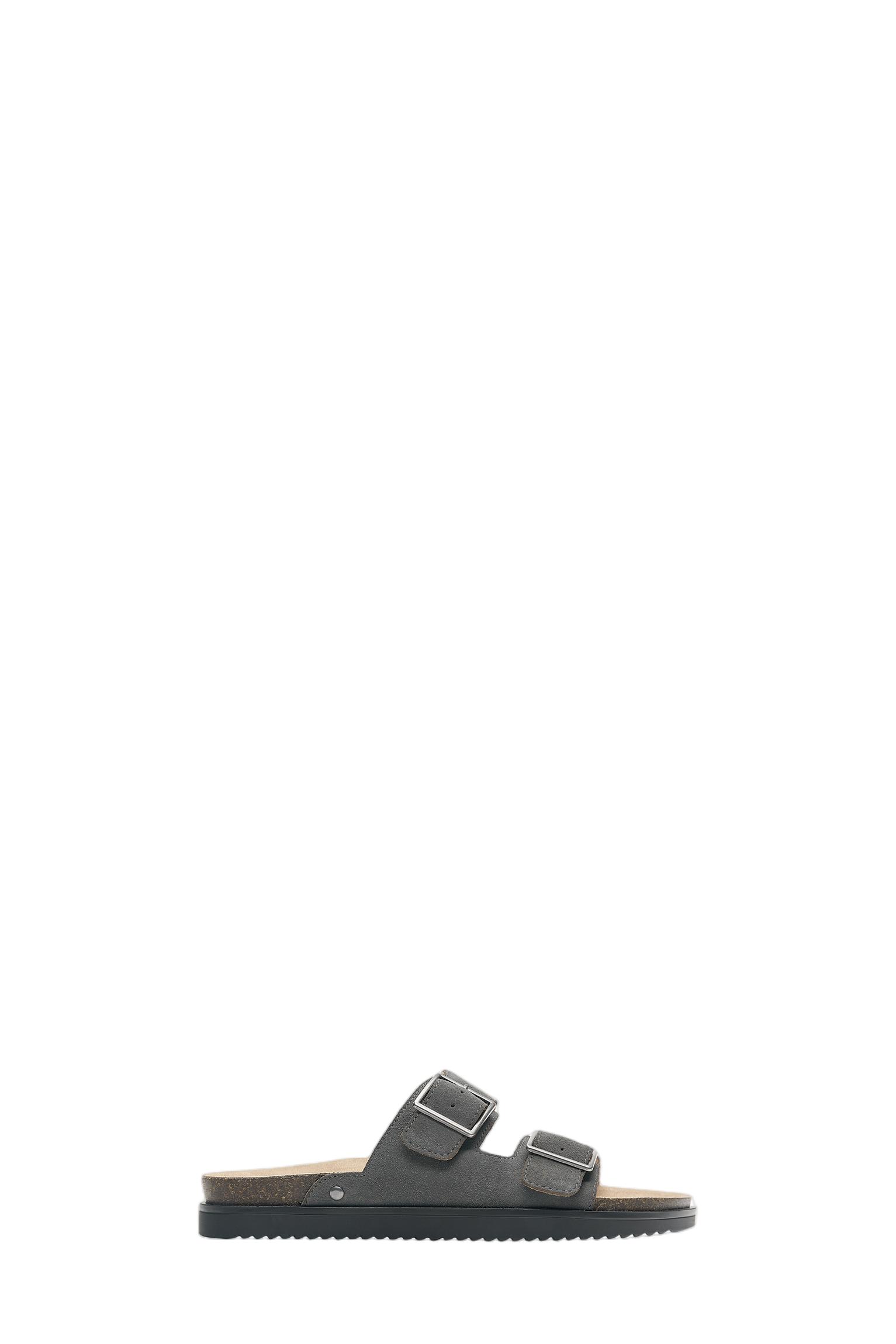 Leather buckle sandals — Grey