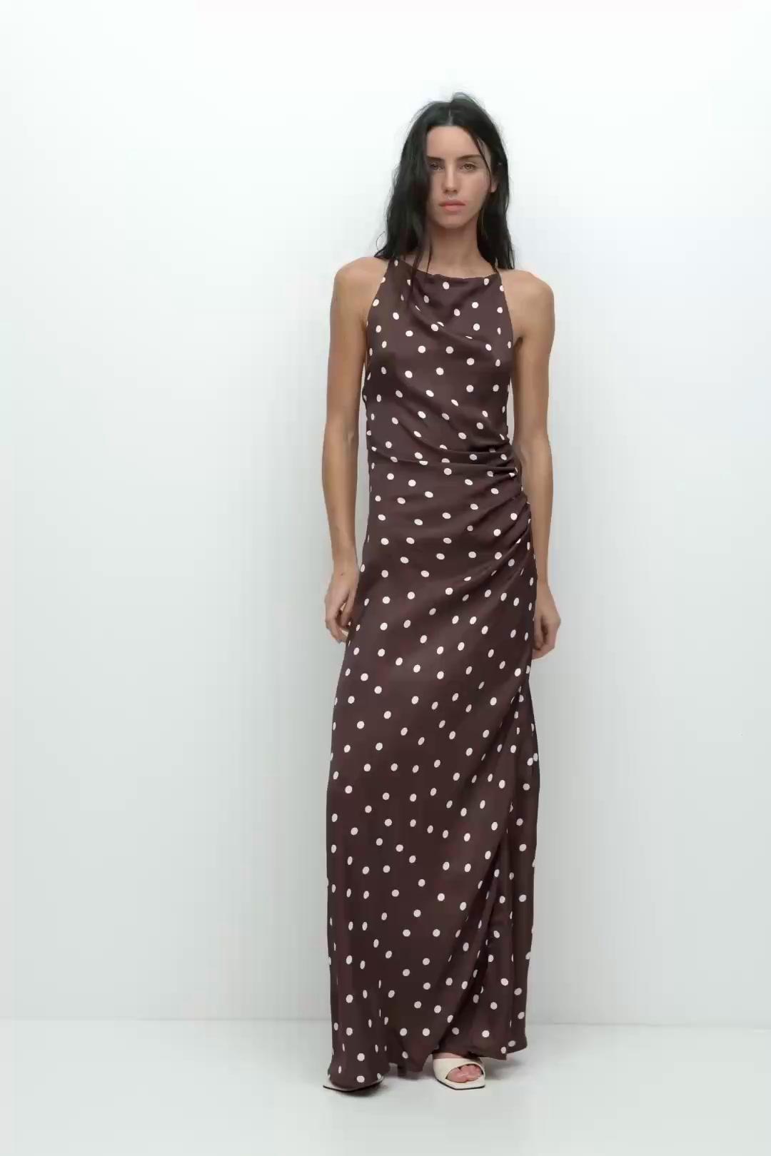 Draped polka dot satin dress | Pull&Bear United States Draped polka dot satin dress | Pull&Bear United States