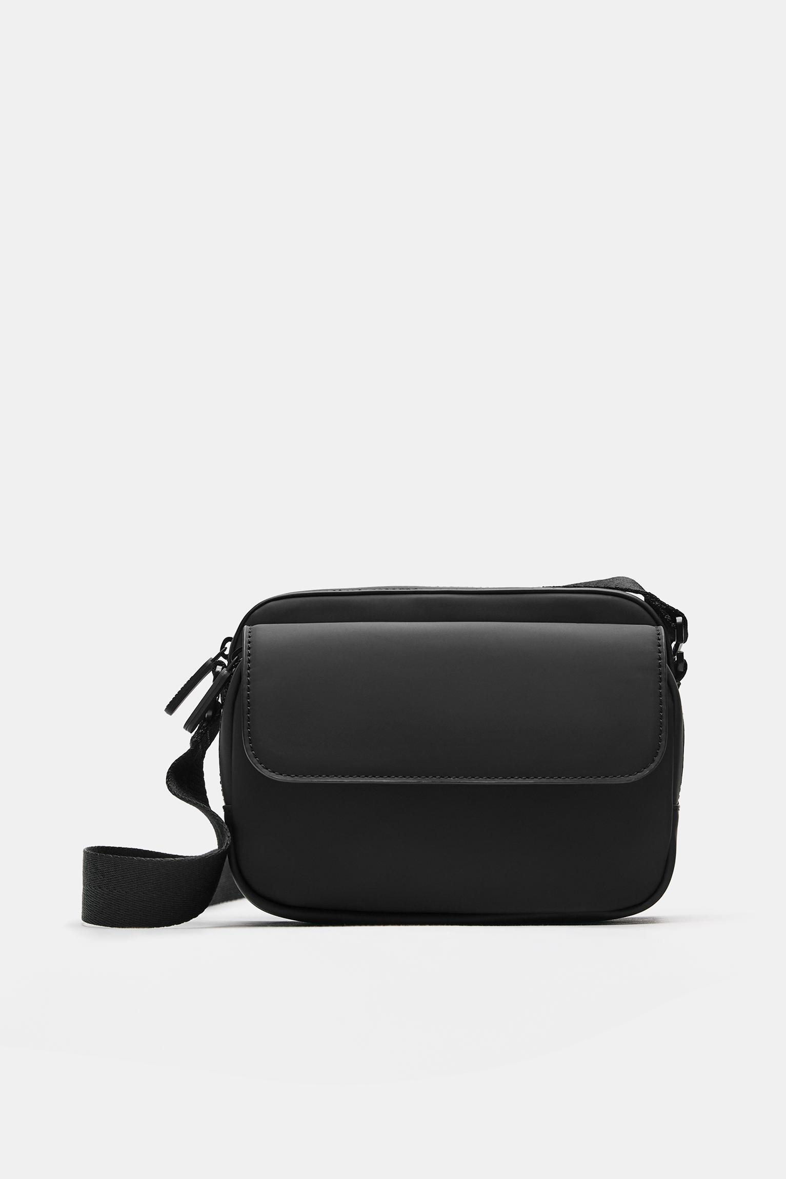 Rubberised crossbody bag — Black